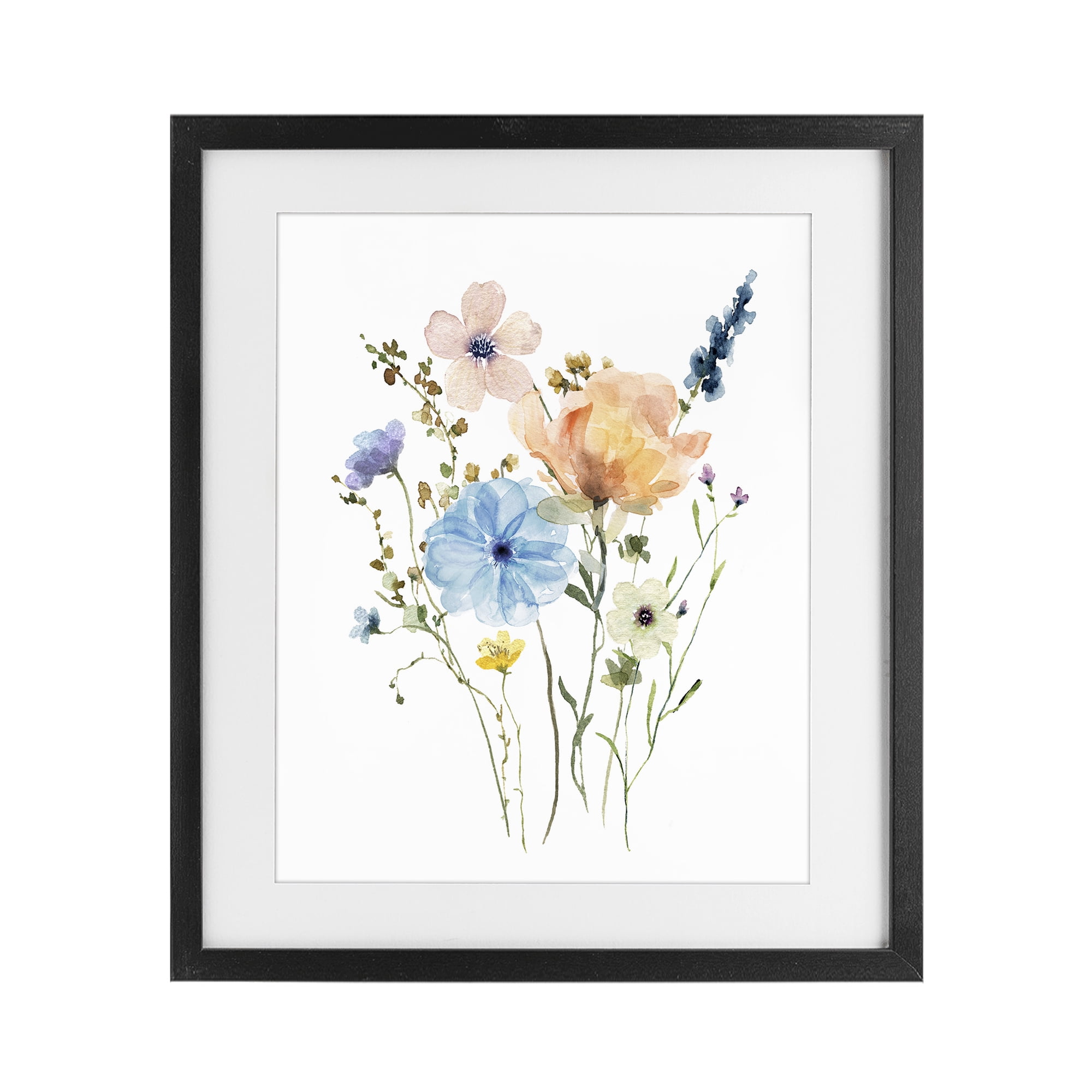 Stupell Industries Wildflower Sprig Bundle Black Framed Print Under Glass, design by Livi Finn