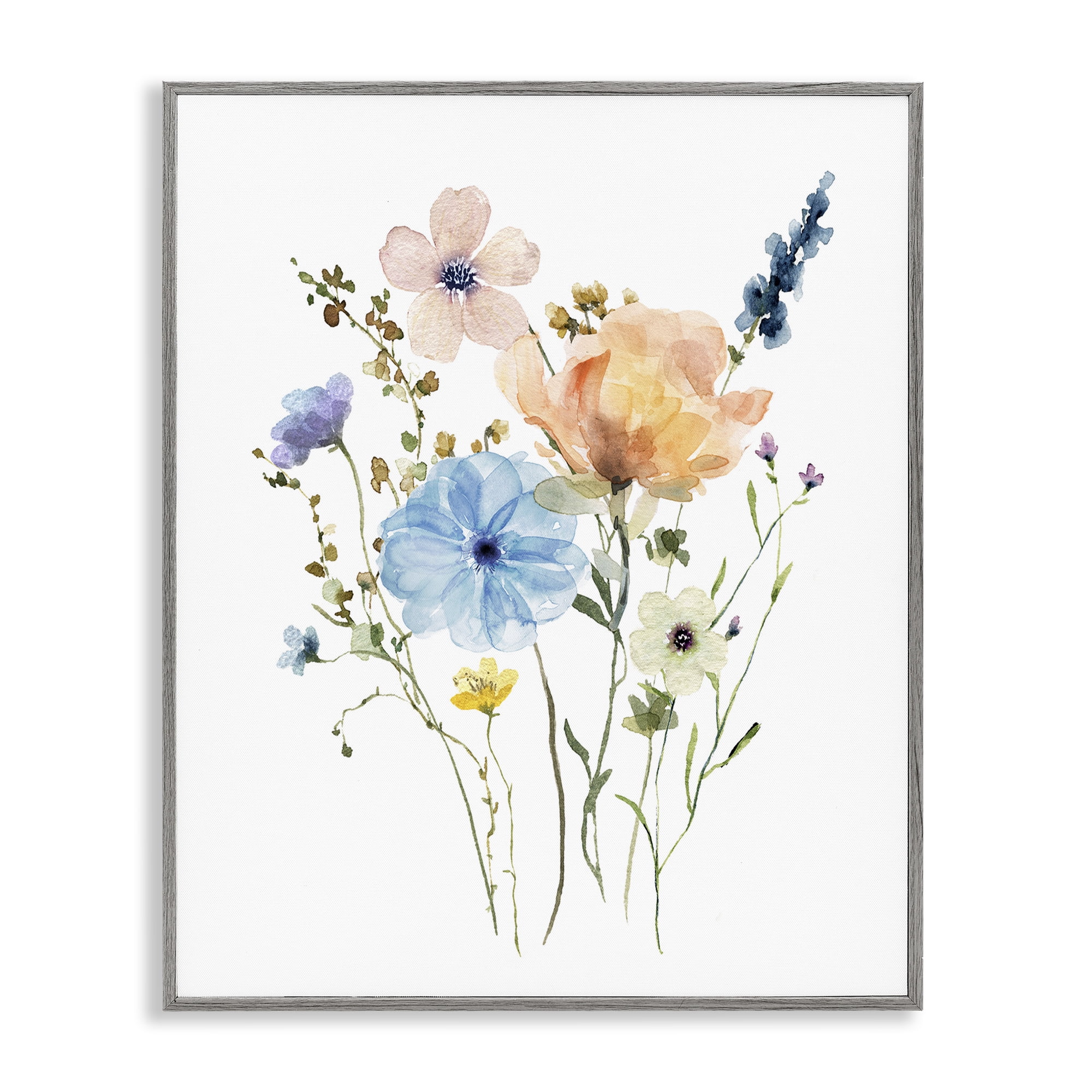 Stupell Industries Wildflower Sprig Bundle Gray Framed Giclee Art, design by Livi Finn