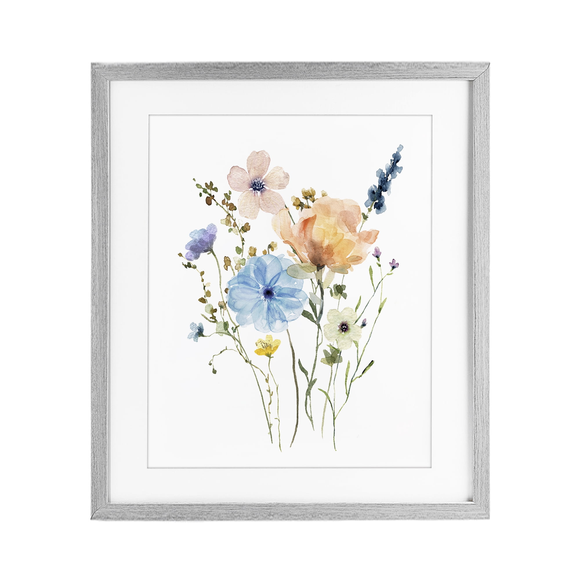 Stupell Industries Wildflower Sprig Bundle Gray Framed Print Under Glass, design by Livi Finn
