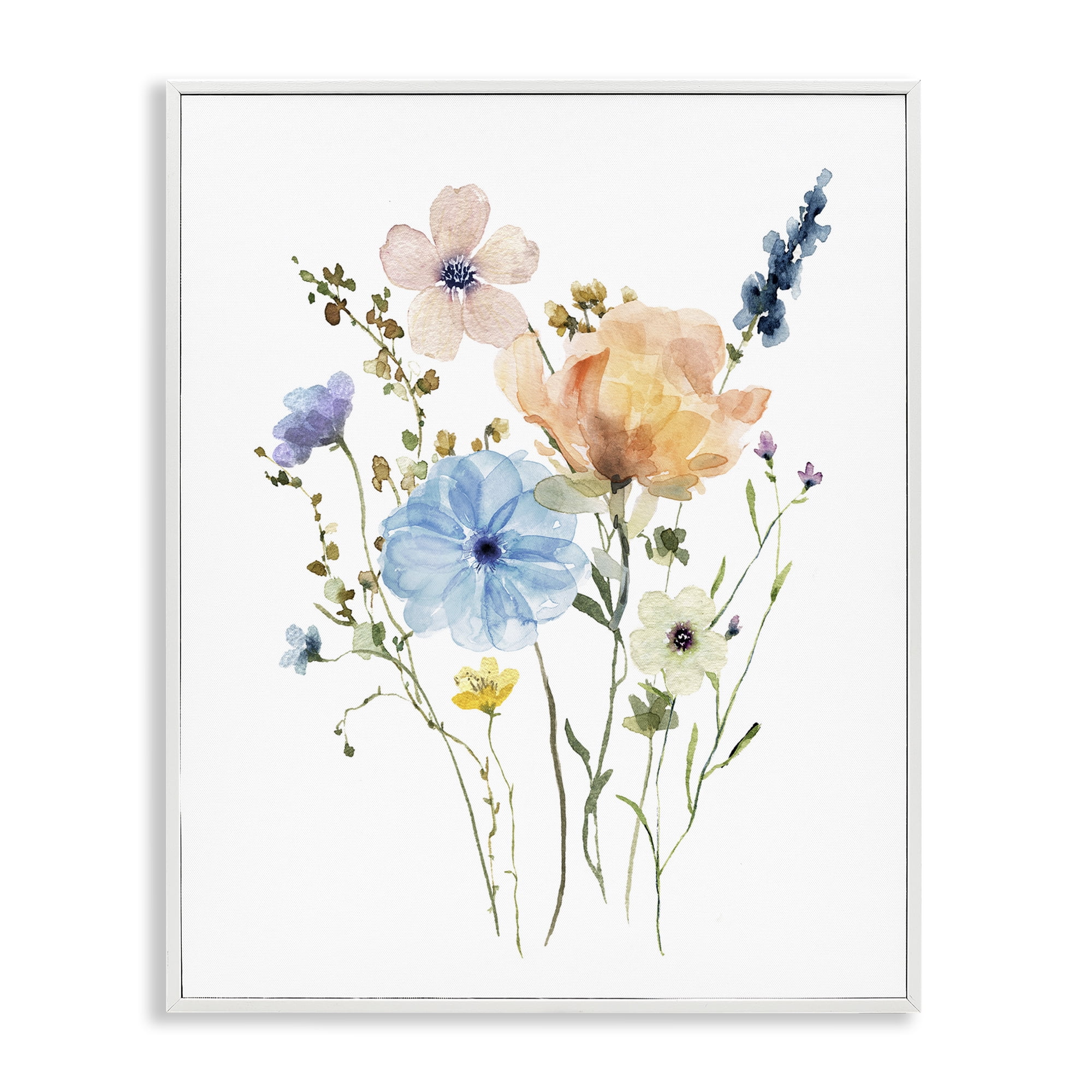 Stupell Industries Wildflower Sprig Bundle White Framed Giclee Art, design by Livi Finn