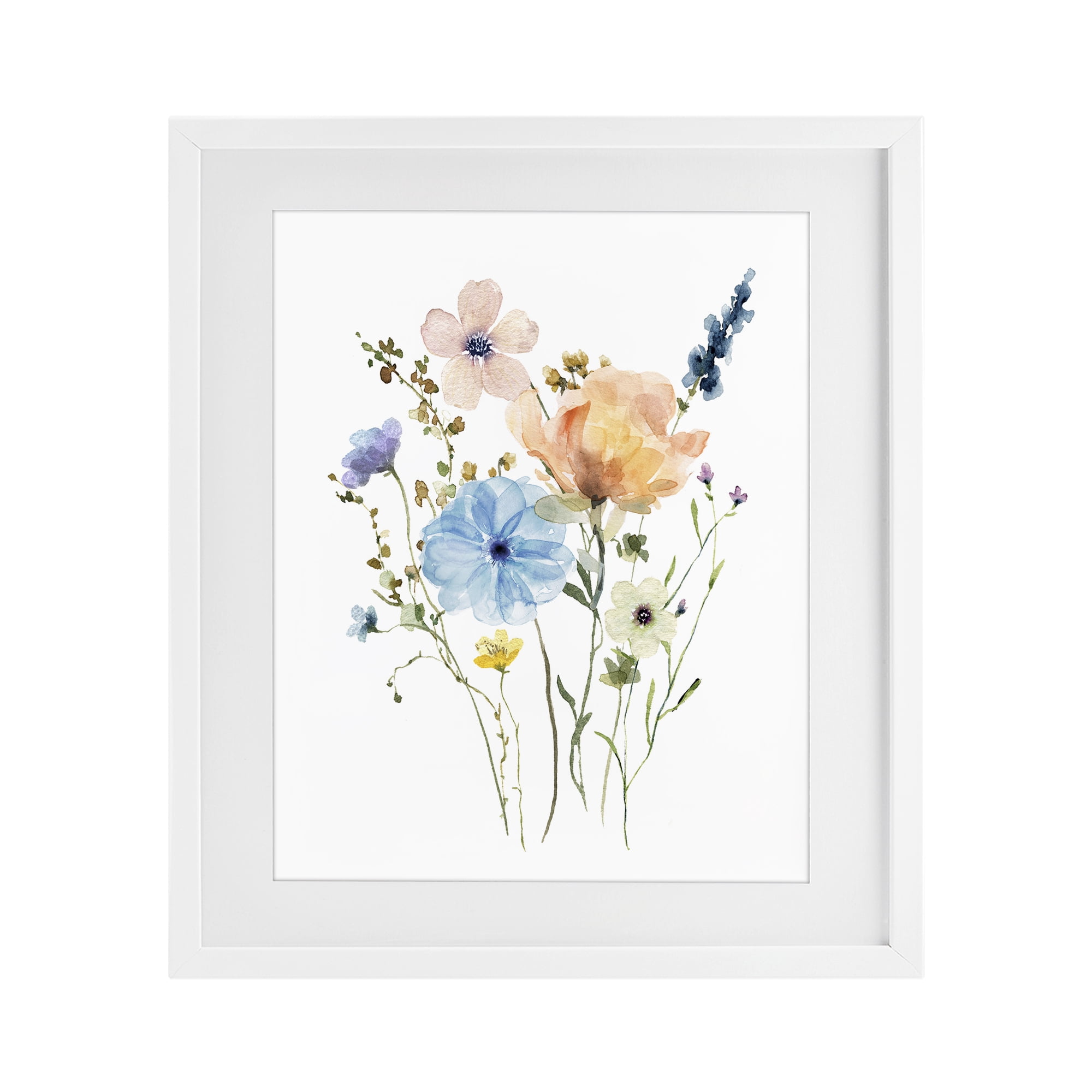 Stupell Industries Wildflower Sprig Bundle White Framed Print Under Glass, design by Livi Finn