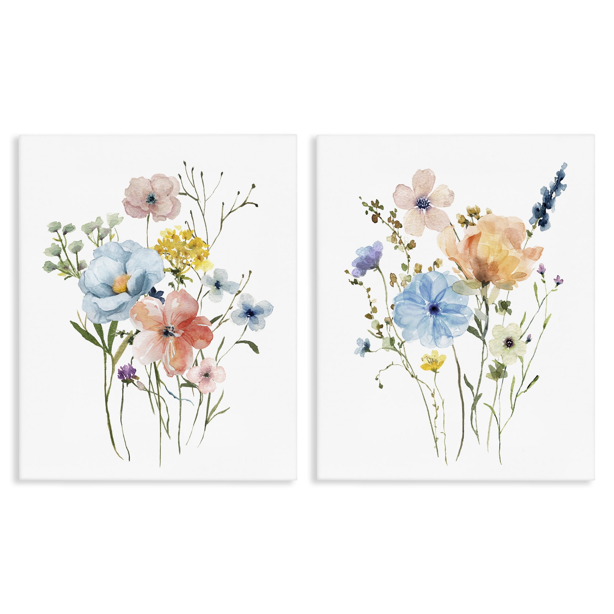 Stupell Industries Wildflower Sprig Bundles 2 Piece Canvas Wall Art Set, design by Livi Finn