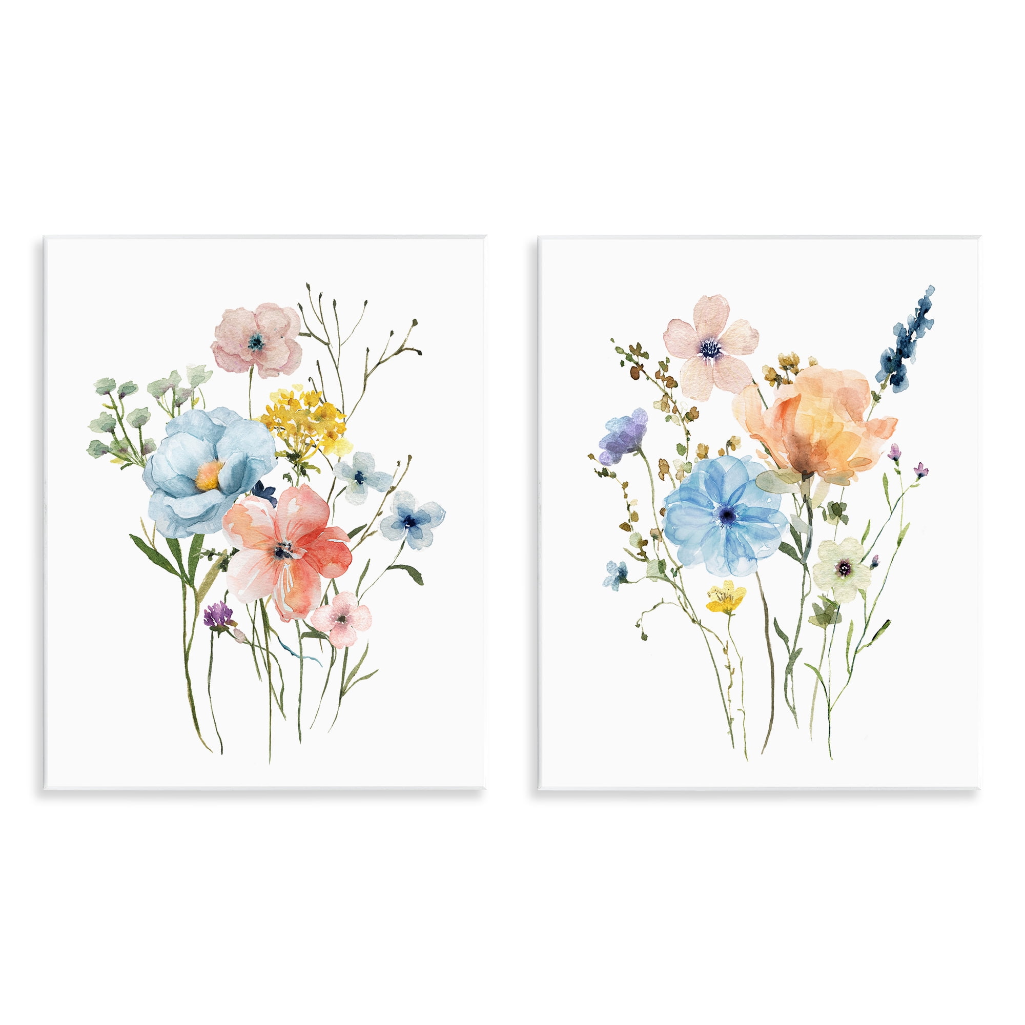 Stupell Industries Wildflower Sprig Bundles 2 Piece Wall Plaque Art Set, design by Livi Finn