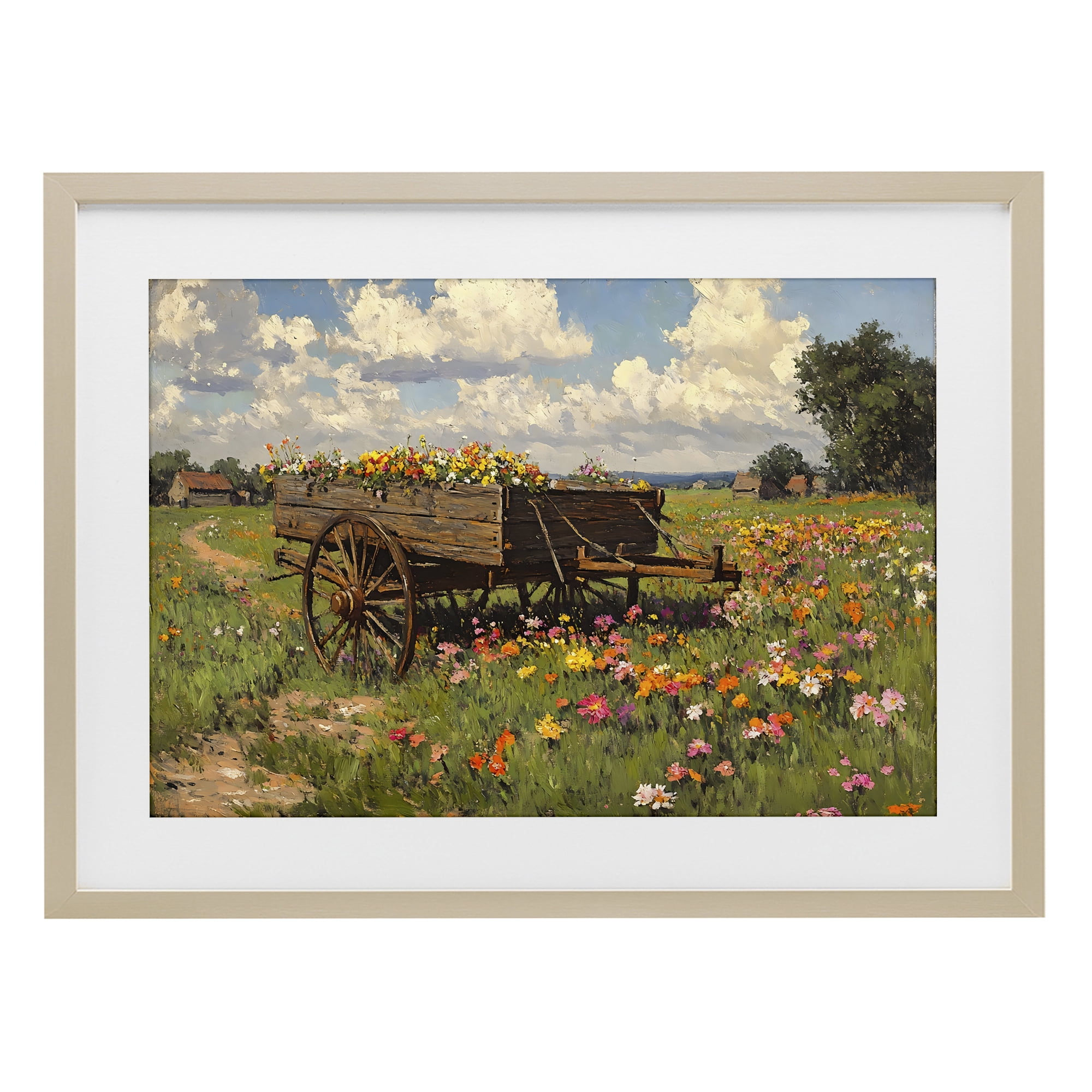 Stupell Industries Wildflower Wagon in Bloom Birch Framed Print Under Glass, design by Franklyn Gregory