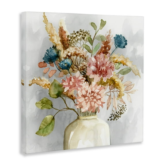Stupell Industries Wildflower Watercolor Bouquet Country Vase Floral Painting, 24 x 24,Design by Nan