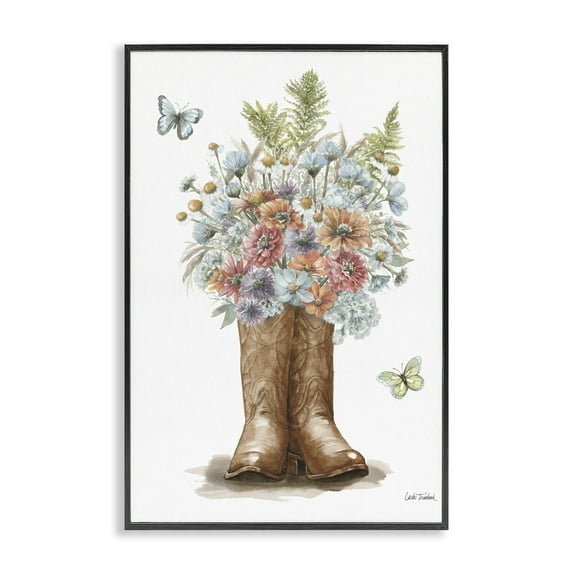 Stupell Industries Wildflower Western Bouquet Botanical & Floral Painting Black Framed Art Print Wall Art, 12 x 18