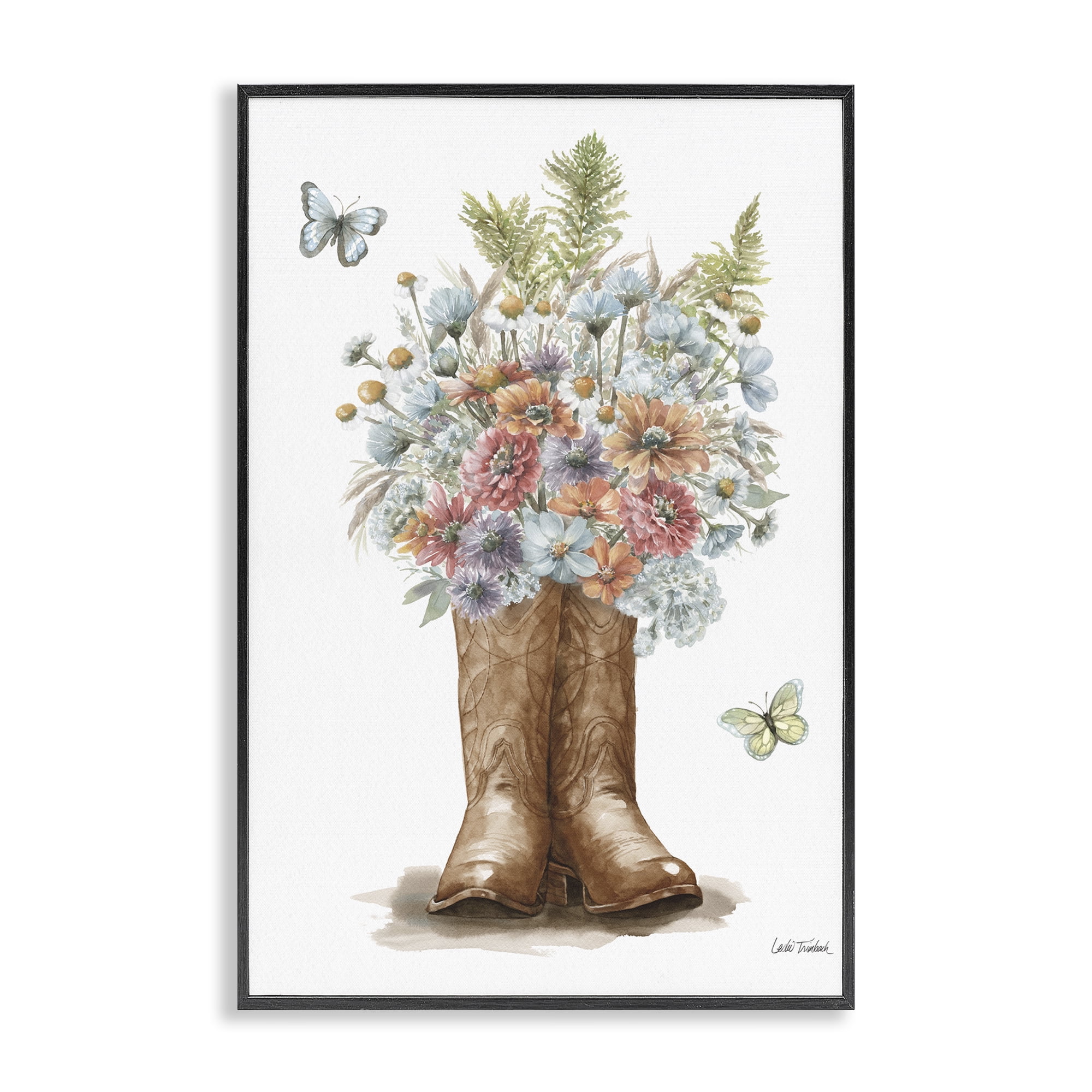 Stupell Industries Wildflower Western Bouquet Botanical & Floral Painting Black Framed Art Print Wall Art, 20 x 30