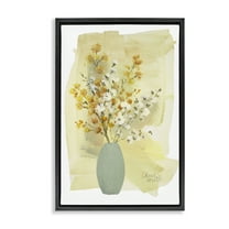 Stupell Industries Wildflowers Bloom Blue Vase Floral & Botanical Painting Black Floater Framed Canvas Art Print Wall Art, 17 x 25