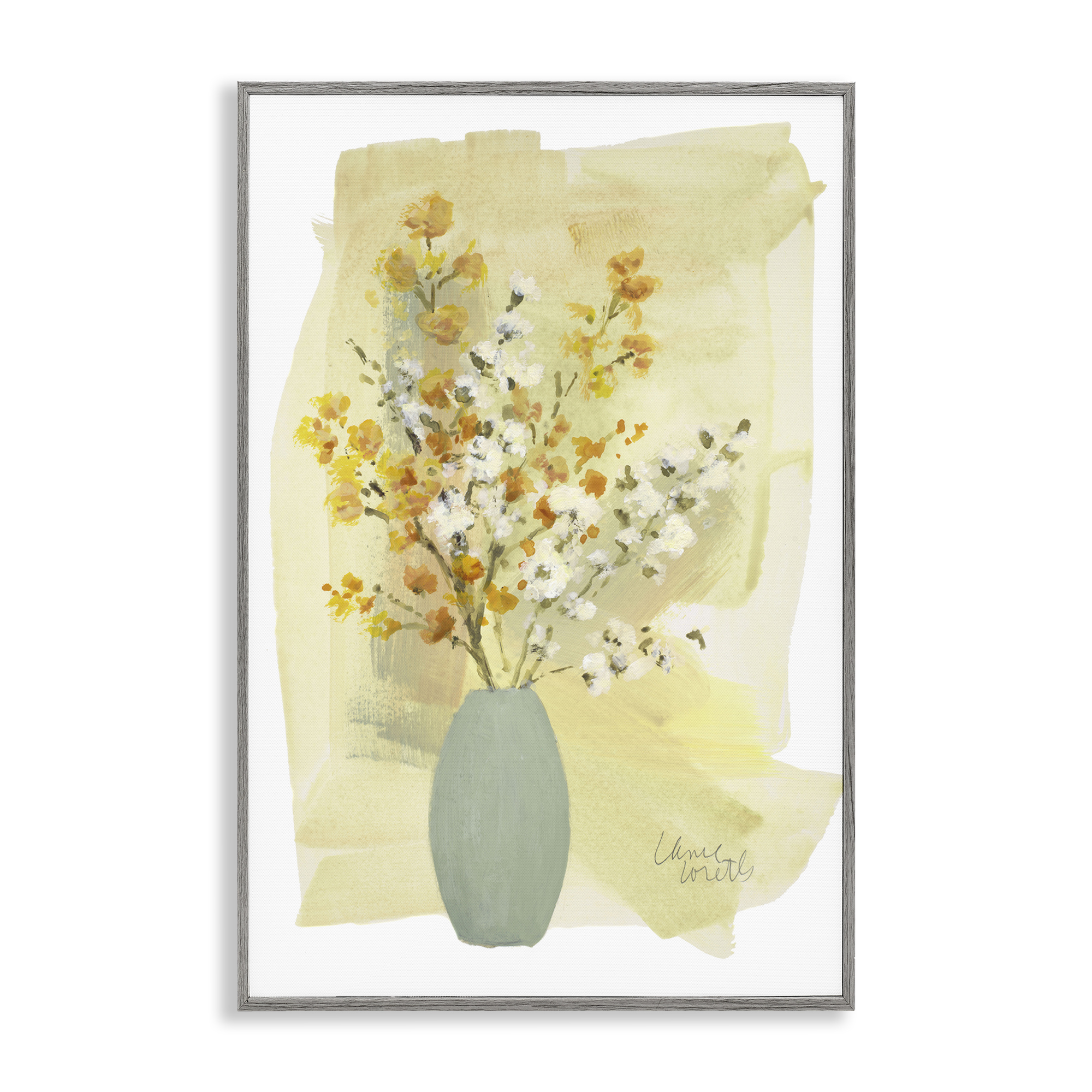 Stupell Industries Wildflowers Bloom Blue Vase Floral & Botanical Painting Gray Framed Art Print Wall Art, 16 x 24