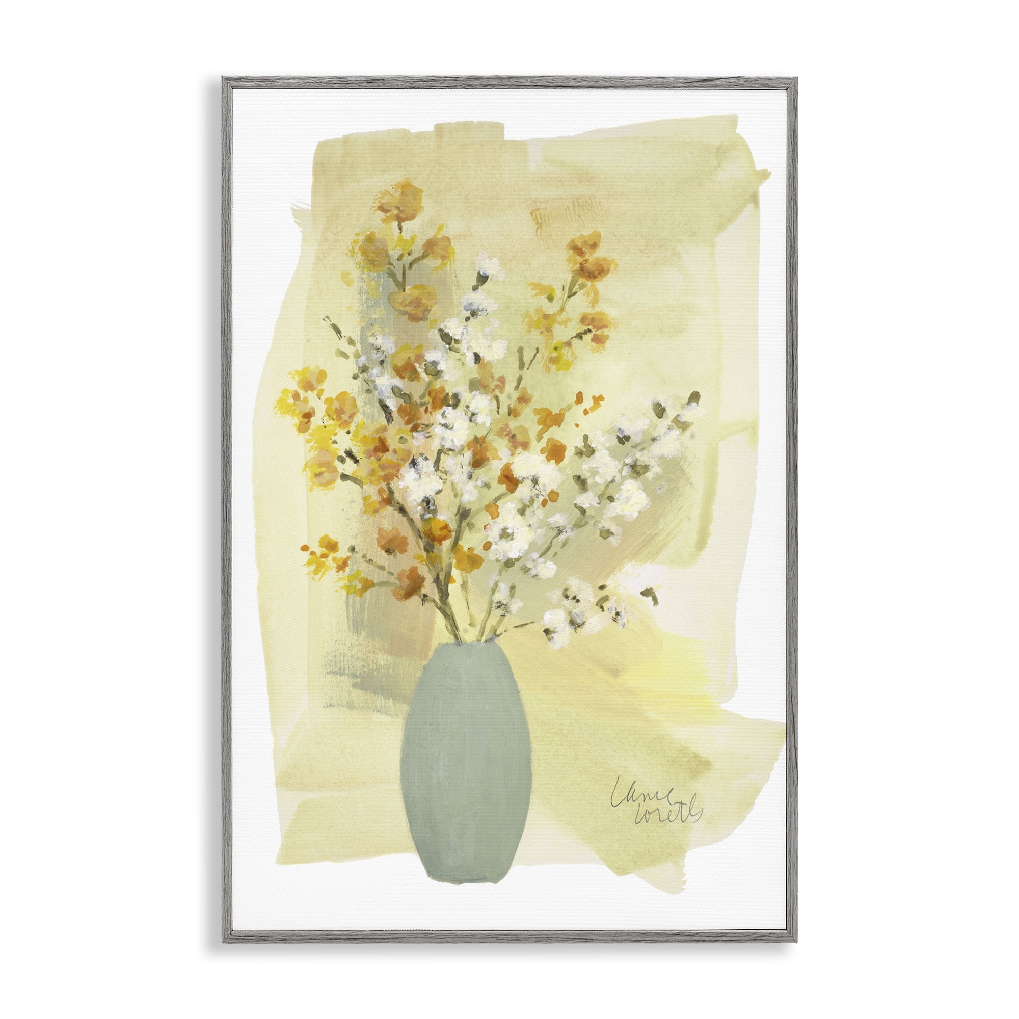 Stupell Industries Wildflowers Bloom Blue Vase Floral & Botanical Painting Gray Framed Art Print Wall Art, 20 x 30