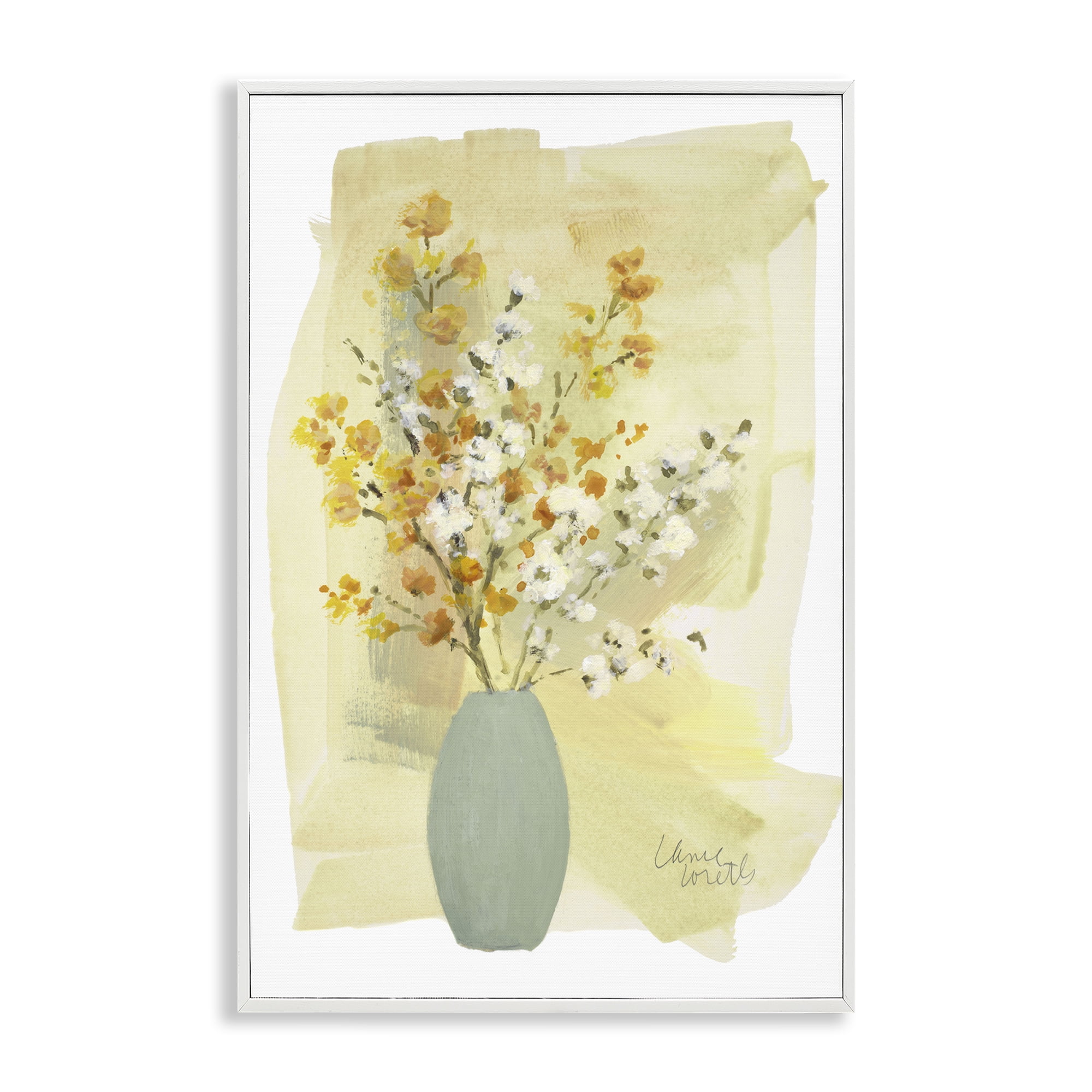 Stupell Industries Wildflowers Bloom Blue Vase Floral & Botanical Painting White Framed Art Print Wall Art, 16 x 24