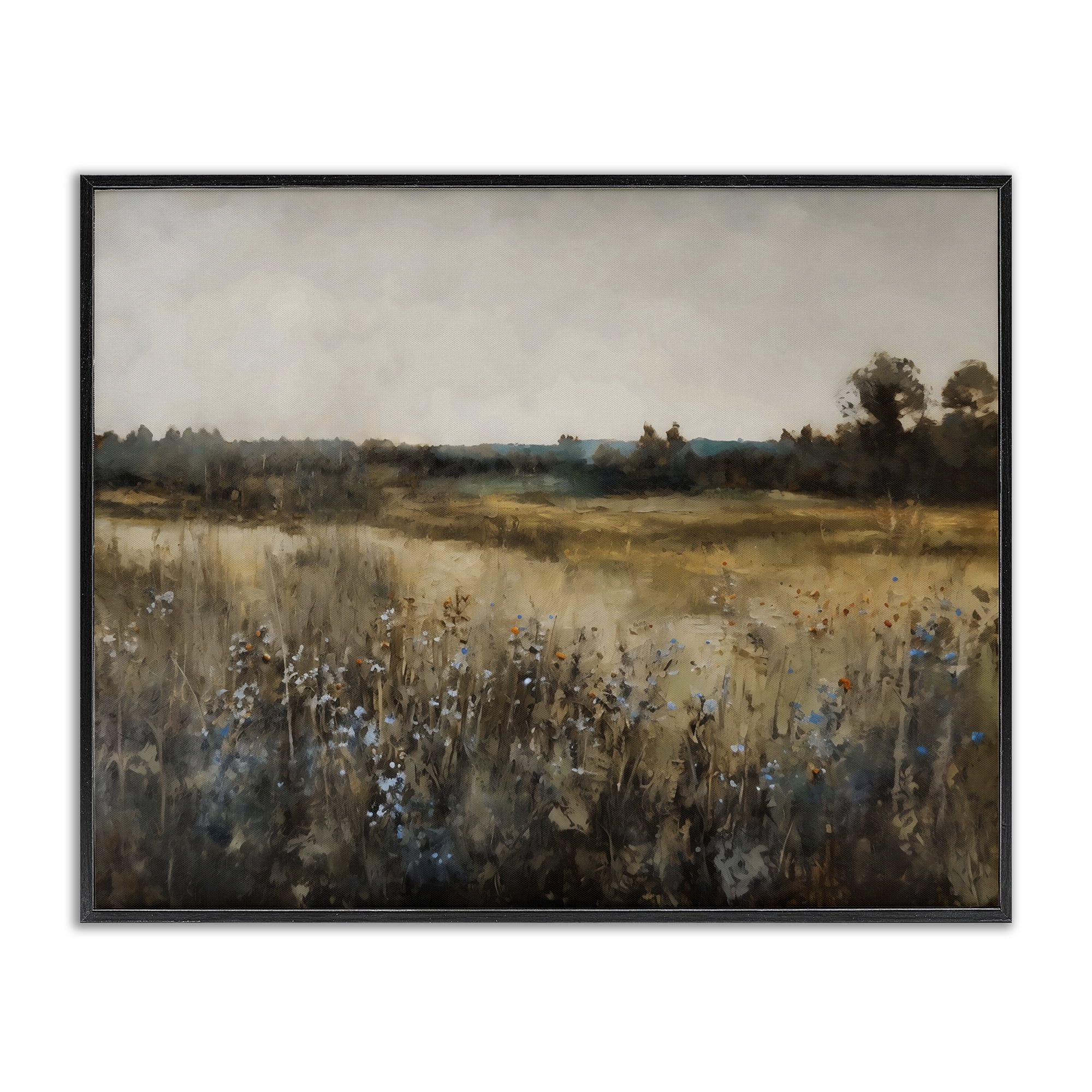 Stupell Industries Wildflowers & Wheat Meadow Black Framed Giclee Art, design by Creative Studio