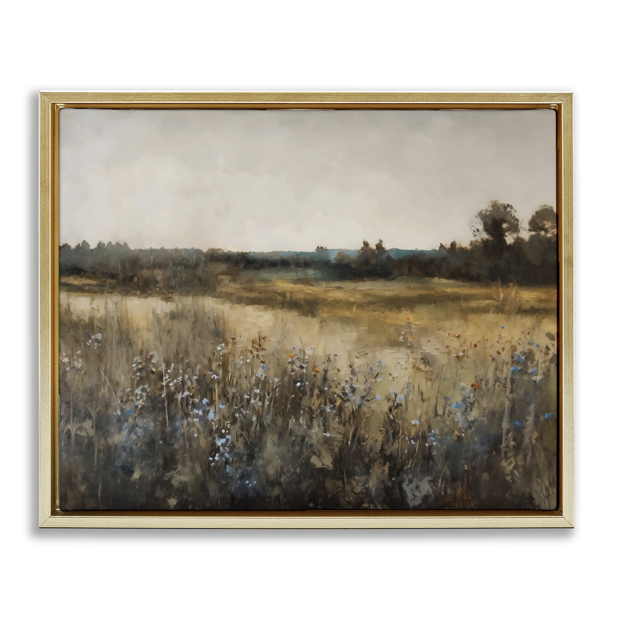 Stupell Industries Wildflowers & Wheat Meadow Gold Framed Floater Canvas Wall Art, design by Creative Studio