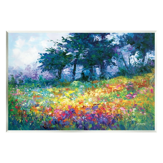Stupell Industries Wildflowers in Bloom Meadow Landscape Painting Unframed Art Print Wall Art, 15 x 10