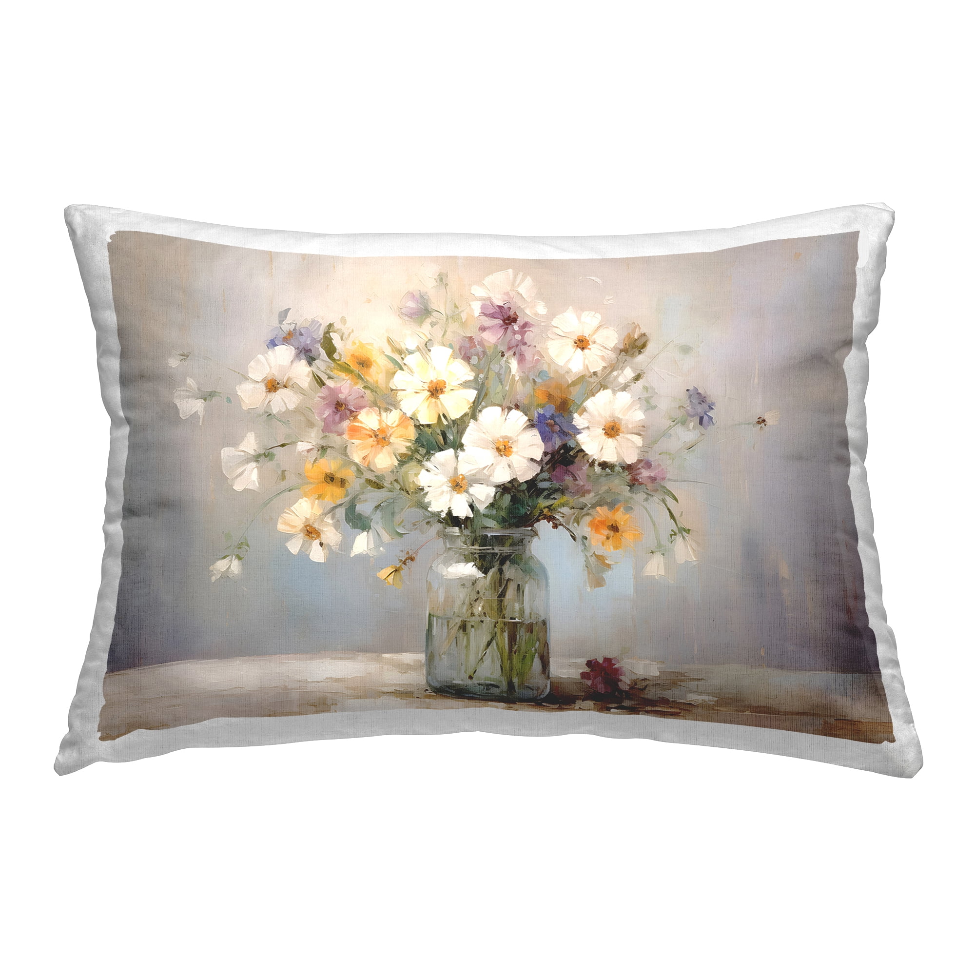 Stupell Industries Wildflowers in Glass Jar Decorative Printed Throw Pillow Design by Franklyn Gregory.