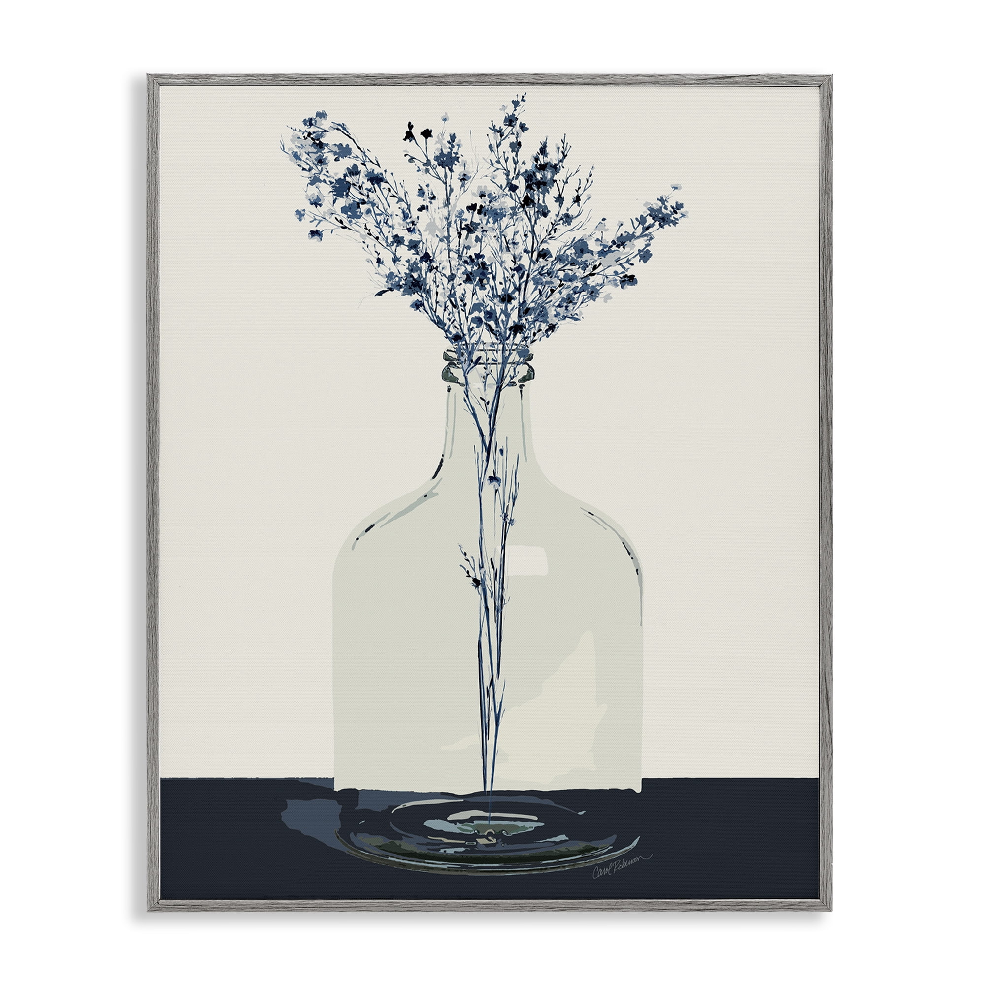 Stupell Industries Wildflowers in Glass Vase Plants & Flowers Painting Gray Framed Art Print Wall Art, 16 x 20