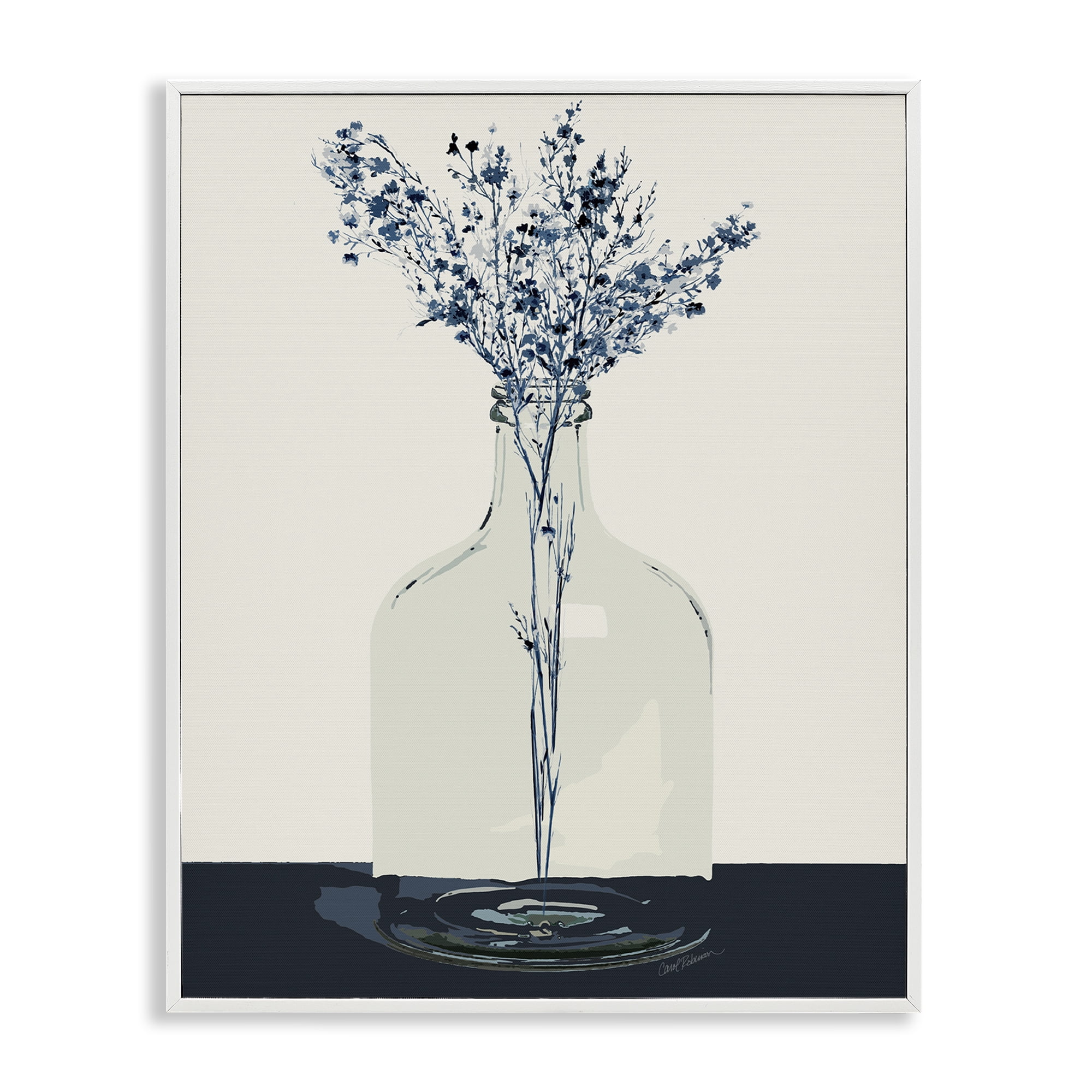Stupell Industries Wildflowers in Glass Vase Plants & Flowers Painting White Framed Art Print Wall Art, 16 x 20