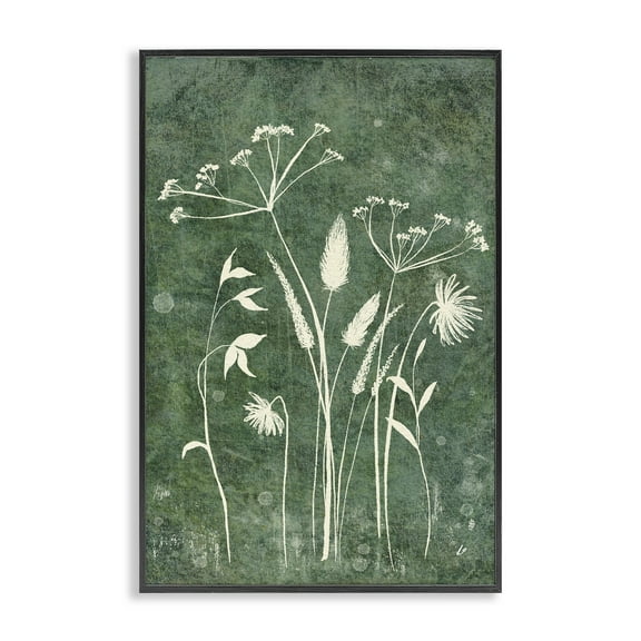 Stupell Industries Wildflowers on Rustic Green Plants & Flowers Painting Black Framed Art Print Wall Art, 12 x 18