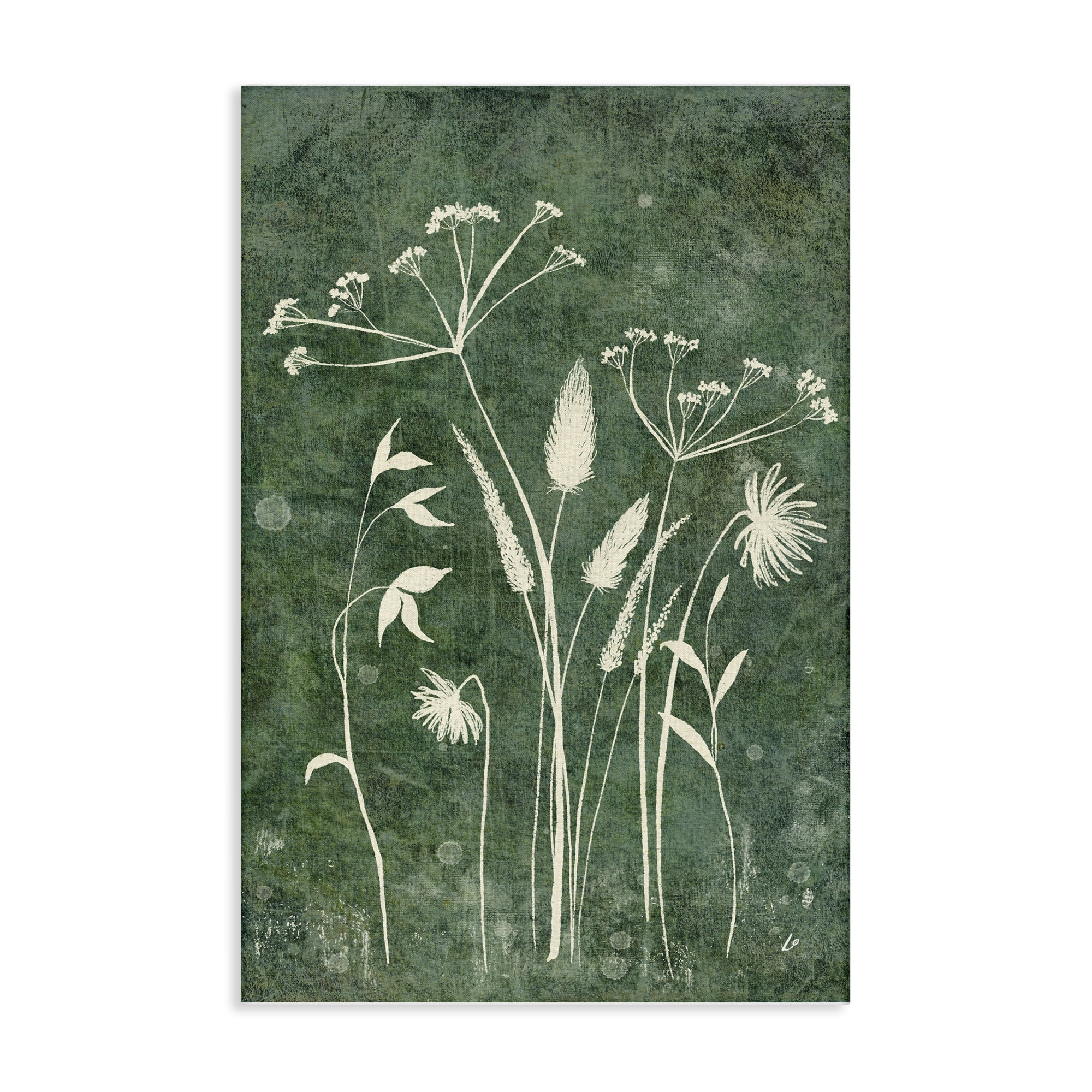 Stupell Industries Wildflowers on Rustic Green Plants & Flowers Painting Wrapped Canvas Art Print Wall Art, 16 x 24