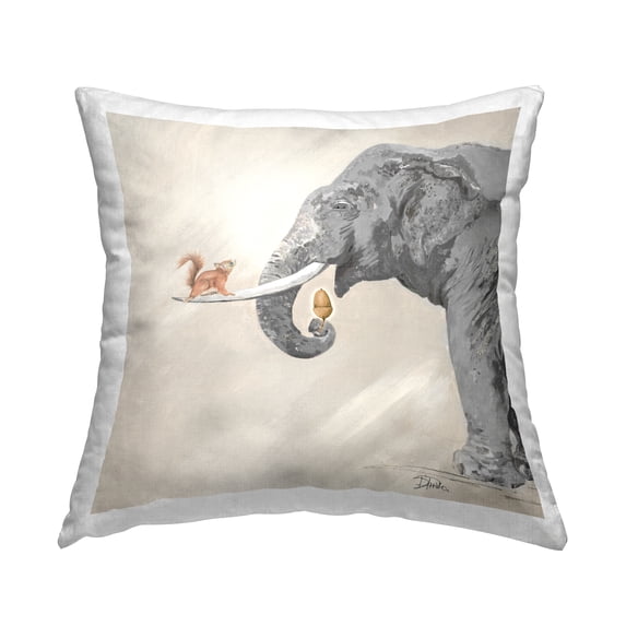 Stupell Industries Wildlife Elephant & Squirrel Friends Printed Throw Pillow Design by Patricia Pinto