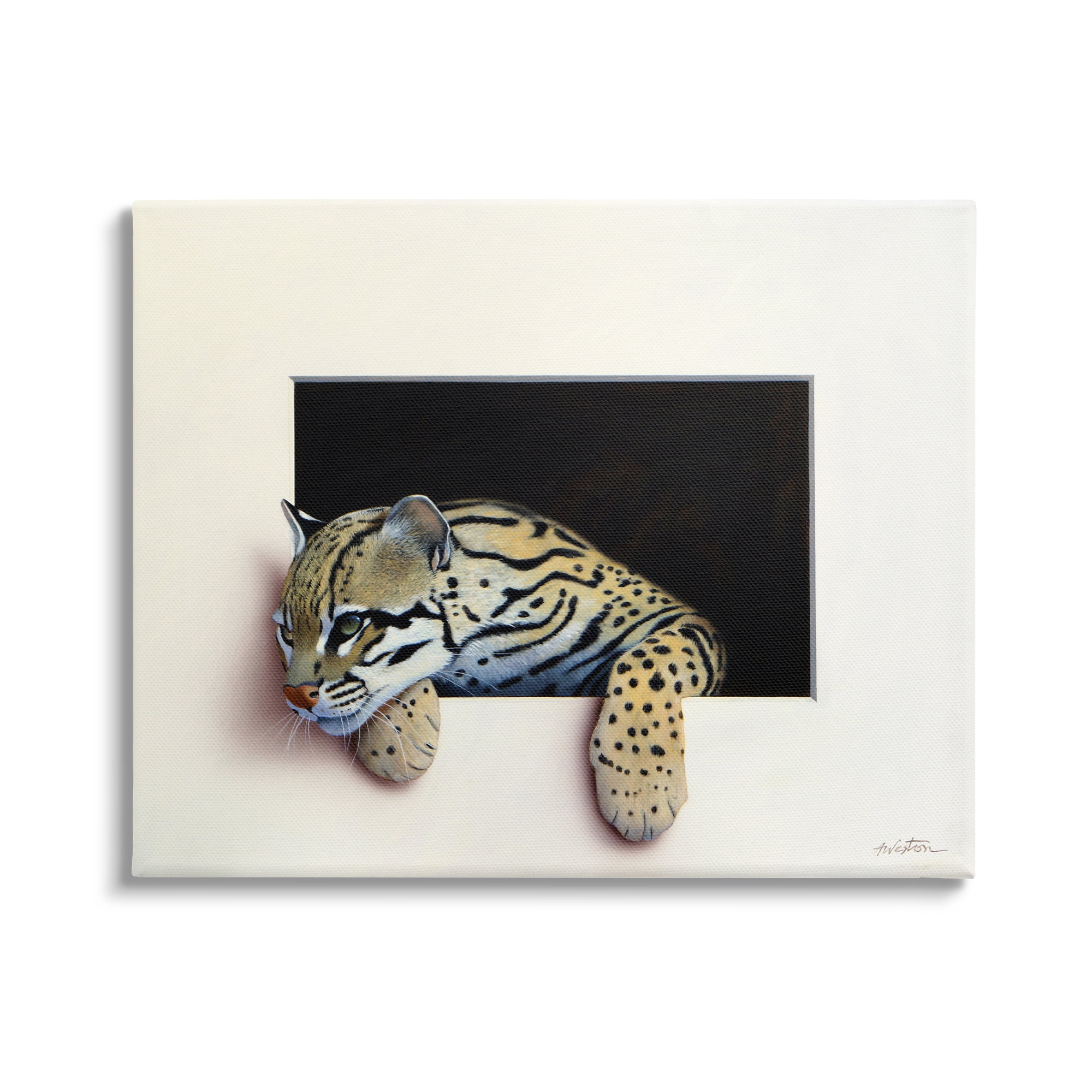 Wildlife Ocelot Resting Paws Canvas Wall Art with Wooden Frame