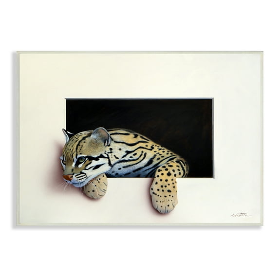 Stupell Industries Wildlife Ocelot Resting Paws Cutout Illusion Painting Unframed Art Print Wall Art, Design by Alan Weston