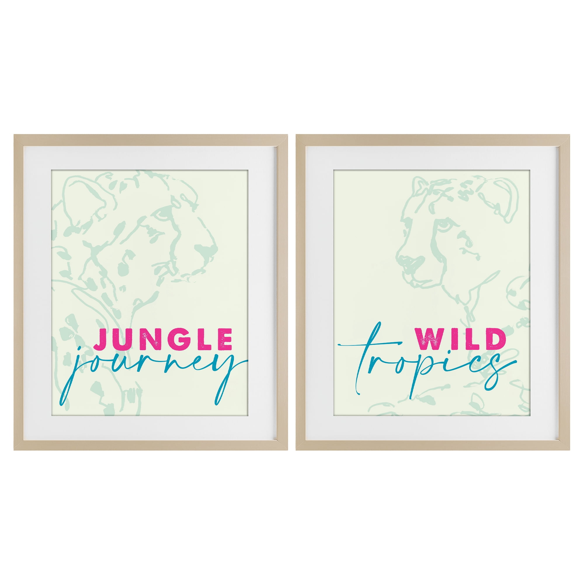 Stupell Industries Wildlife Phrases Cheetahs 2 Piece Birch Framed Print Under Glass Set, design by Lanie Loreth