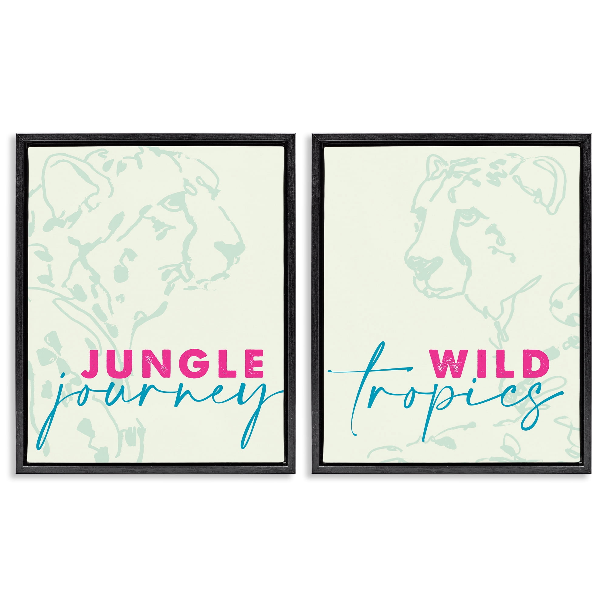 Stupell Industries Wildlife Phrases Cheetahs 2 Piece Black Framed Floater Canvas Set, design by Lanie Loreth