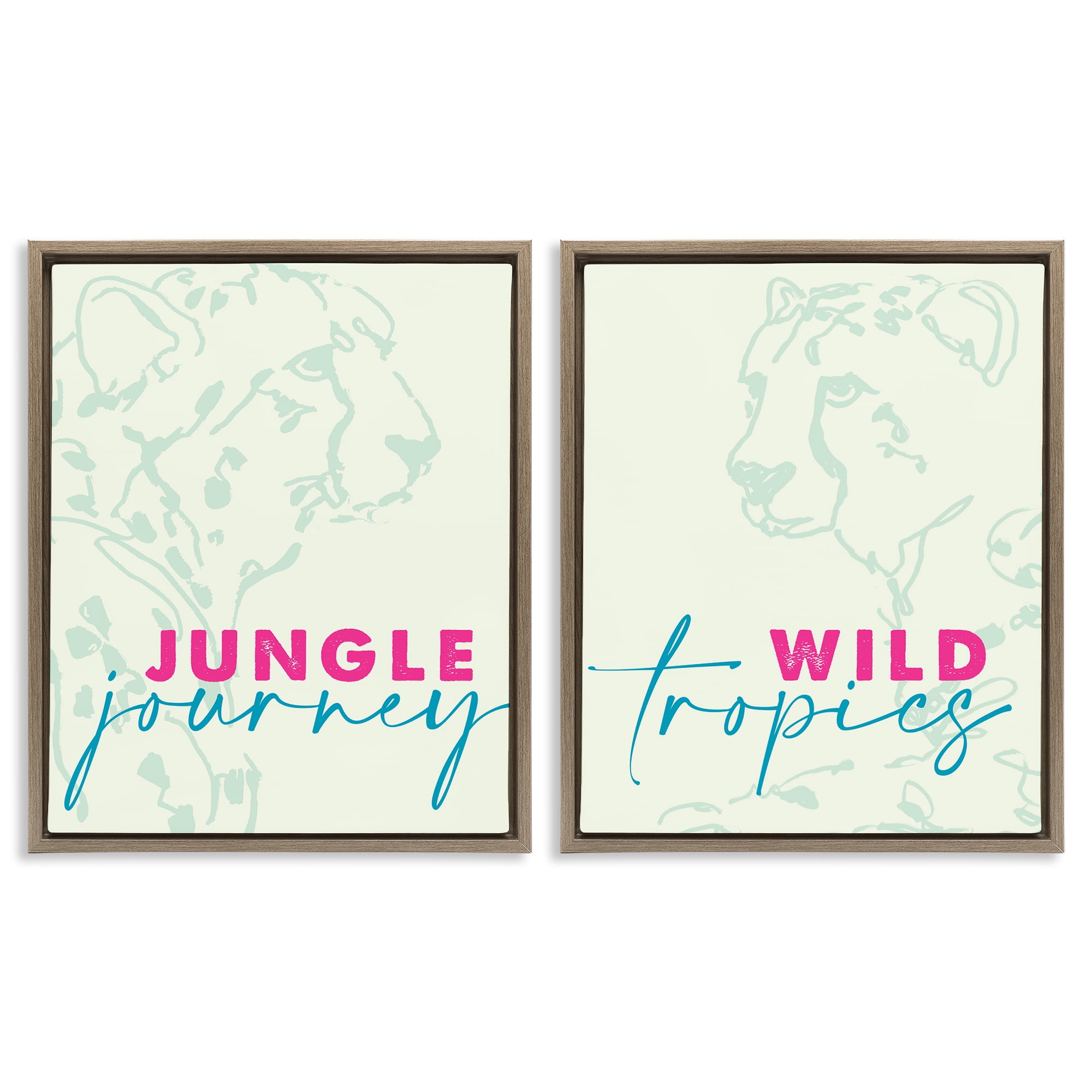Stupell Industries Wildlife Phrases Cheetahs 2 Piece Brown Framed Floater Canvas Set, design by Lanie Loreth