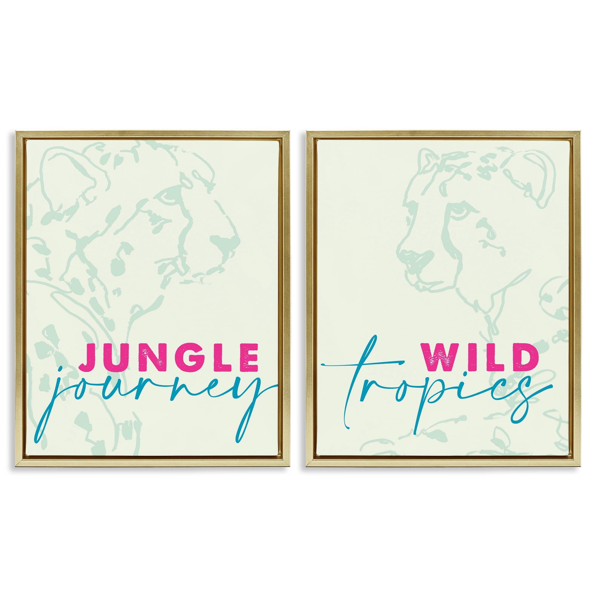 Stupell Industries Wildlife Phrases Cheetahs 2 Piece Gold Framed Floater Canvas Set, design by Lanie Loreth