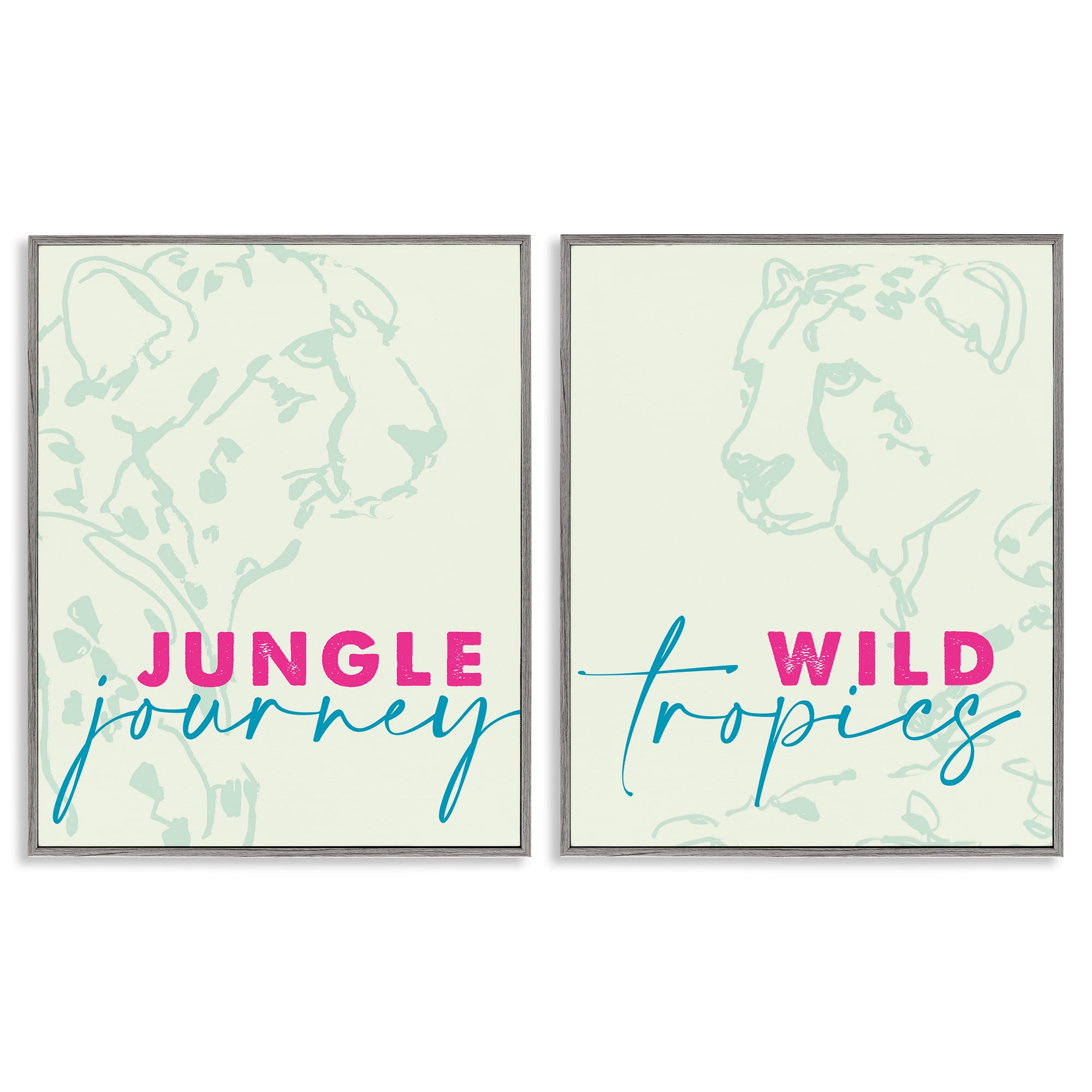 Stupell Industries Wildlife Phrases Cheetahs 2 Piece Gray Framed Giclee Art Set, design by Lanie Loreth