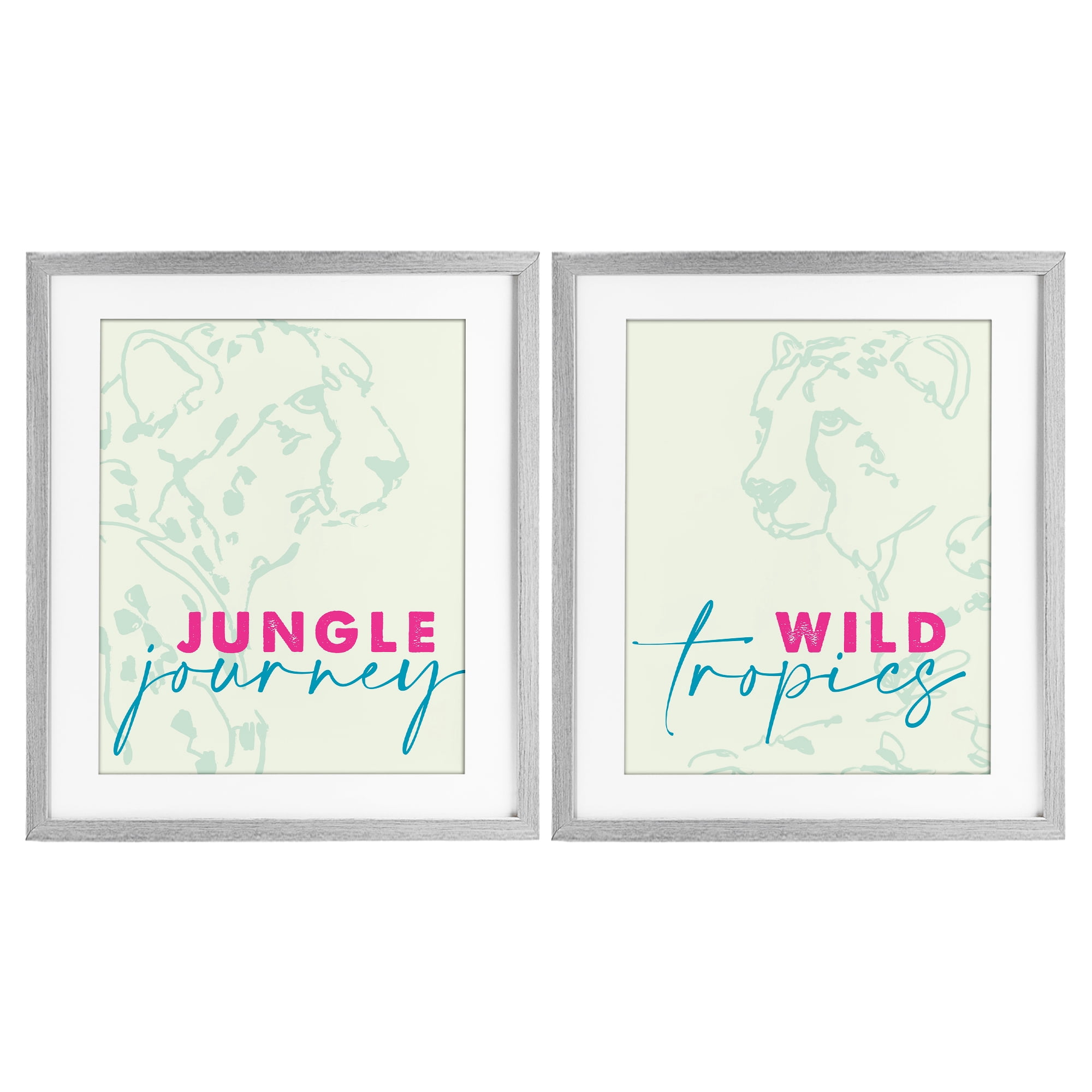 Stupell Industries Wildlife Phrases Cheetahs 2 Piece Gray Framed Print Under Glass Set, design by Lanie Loreth