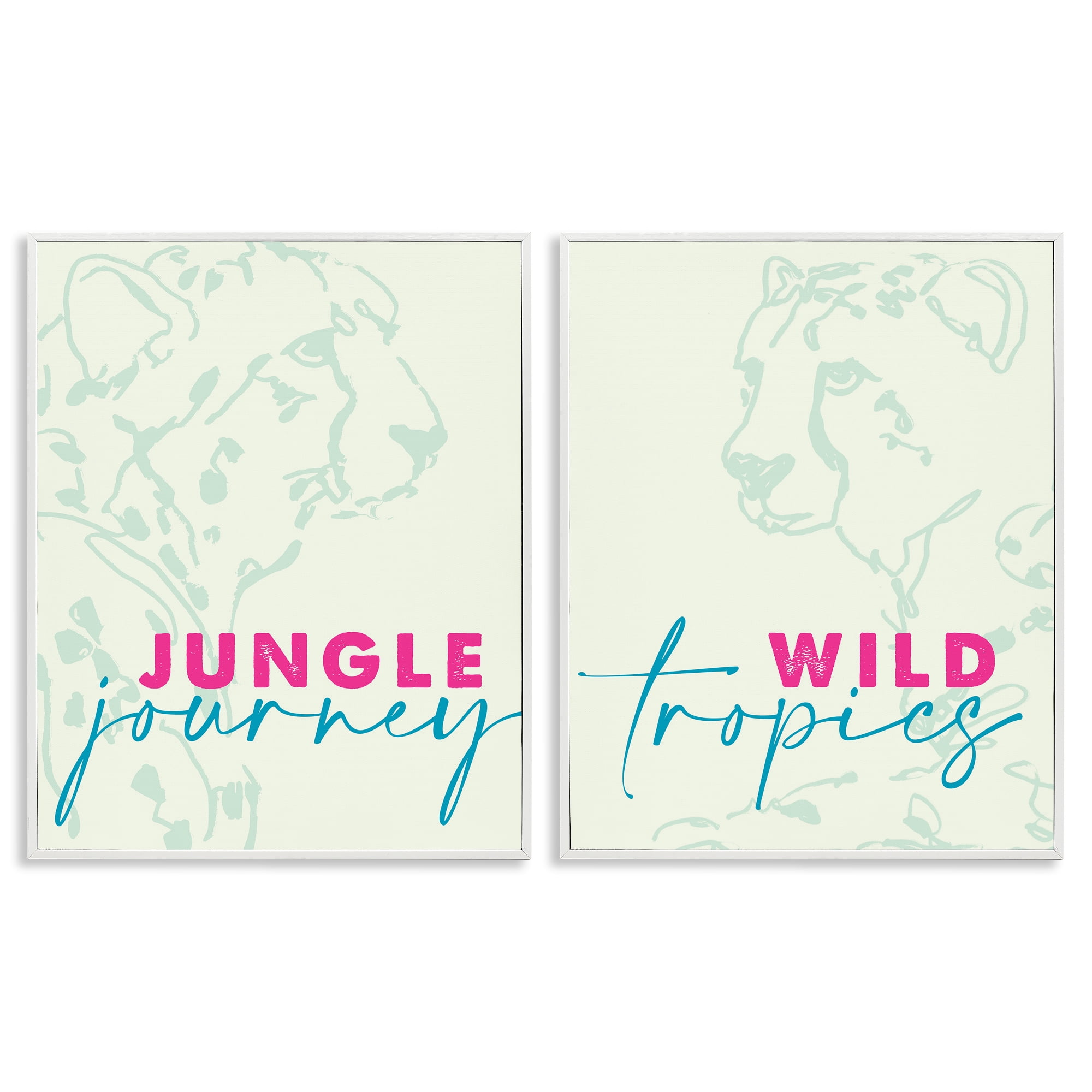 Stupell Industries Wildlife Phrases Cheetahs 2 Piece White Framed Giclee Art Set, design by Lanie Loreth