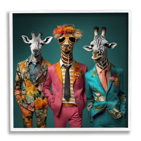 Stupell Industries Wildlife in Formal Fashion Animals & Insects Painting White Framed Art Print Wall Art, 12 x 12