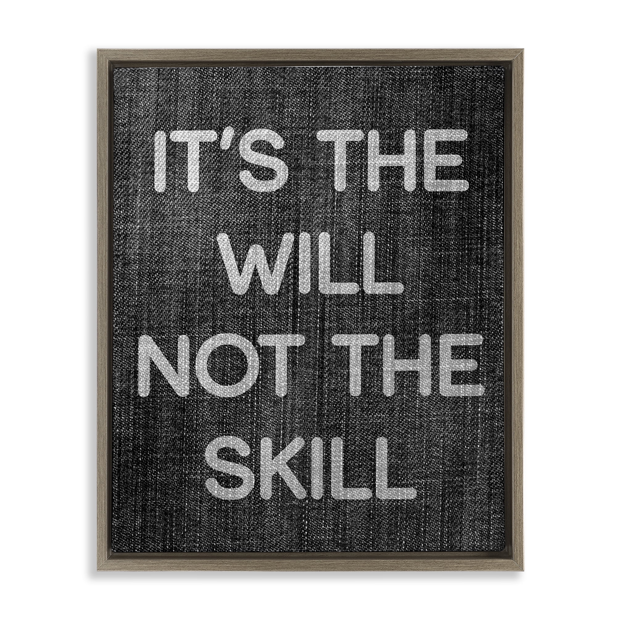 Stupell Industries Will Not Skill Phrase Text & Numbers Painting Brown Floater Framed Canvas Art Print Wall Art, 25 x 31