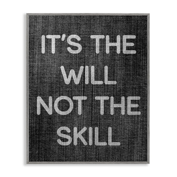 Stupell Industries Will Not Skill Phrase Text & Numbers Painting Gray Framed Art Print Wall Art, 24 x 30