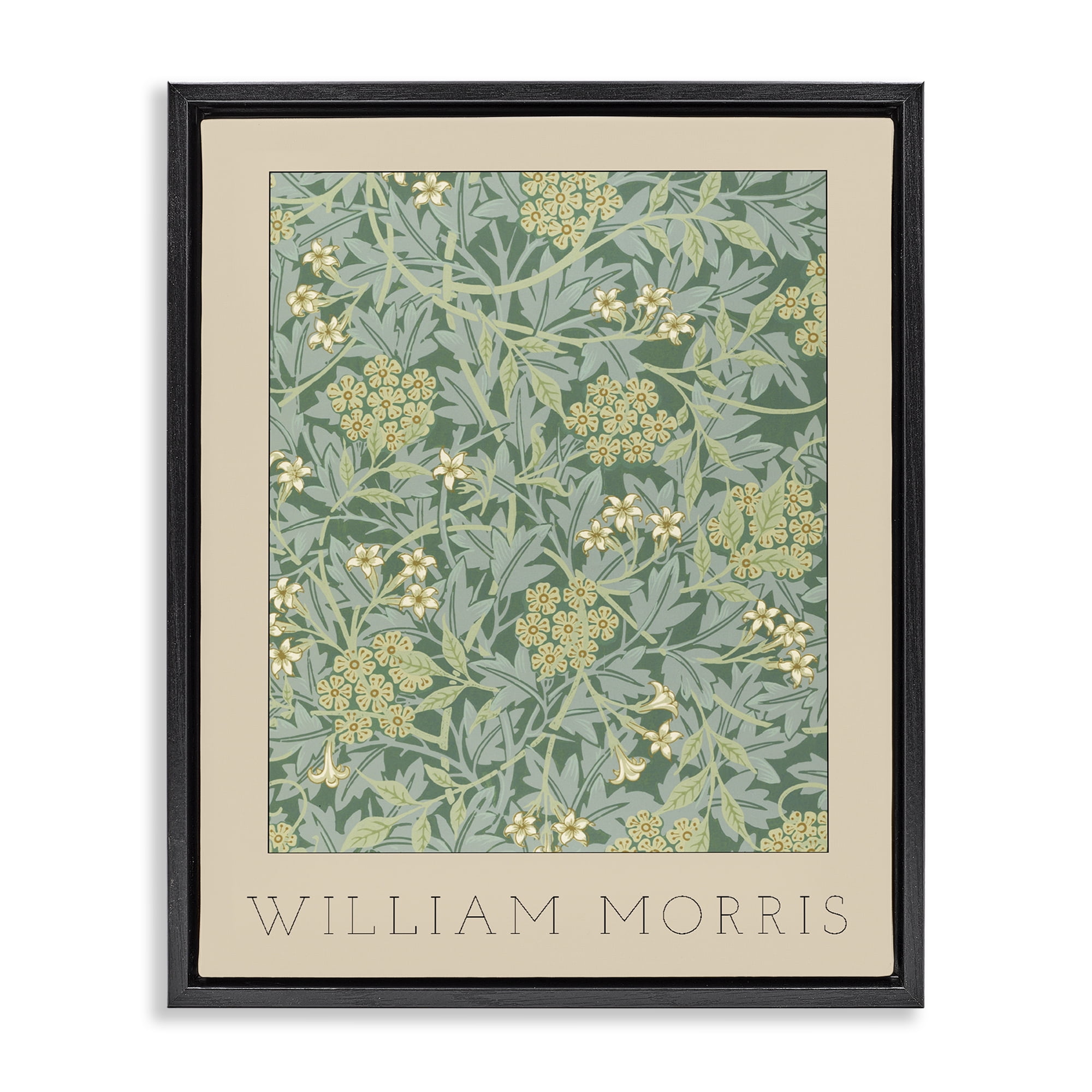 Stupell Industries William Morris Green Tones Black Framed Floater Canvas Wall Art, design by Lil' Rue