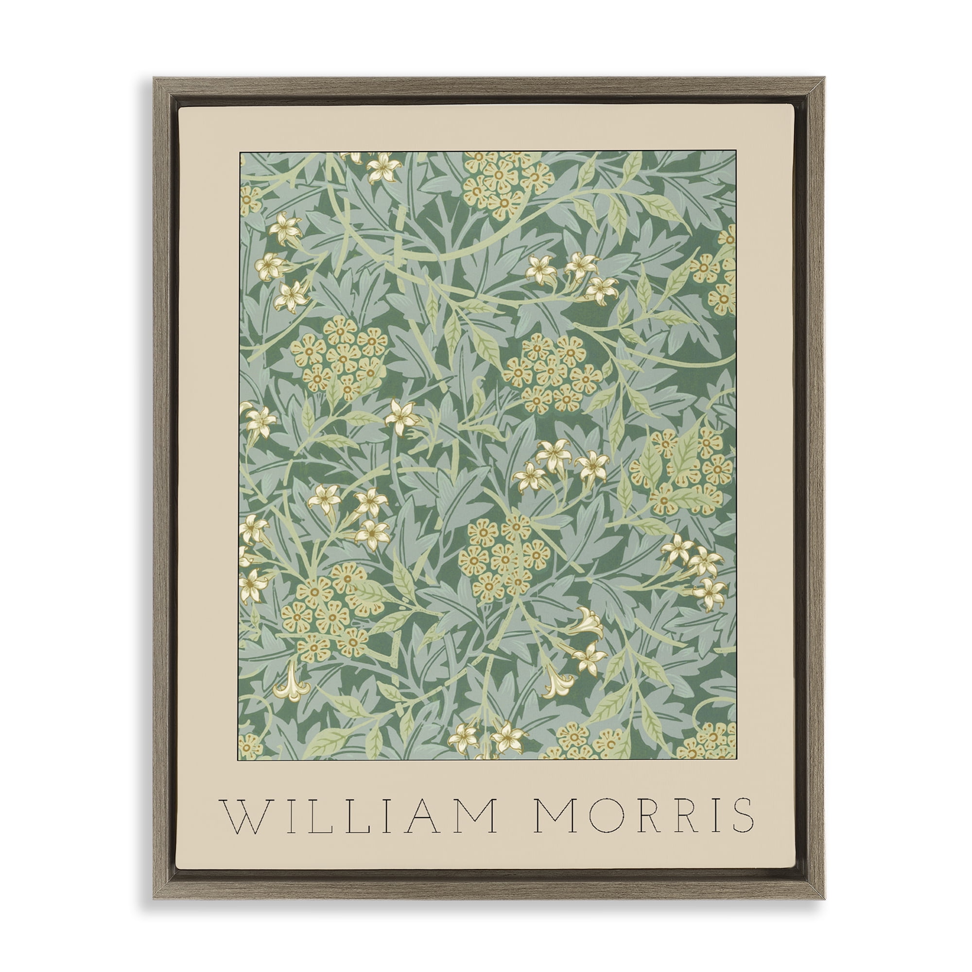 Stupell Industries William Morris Green Tones Brown Framed Floater Canvas Wall Art, design by Lil' Rue