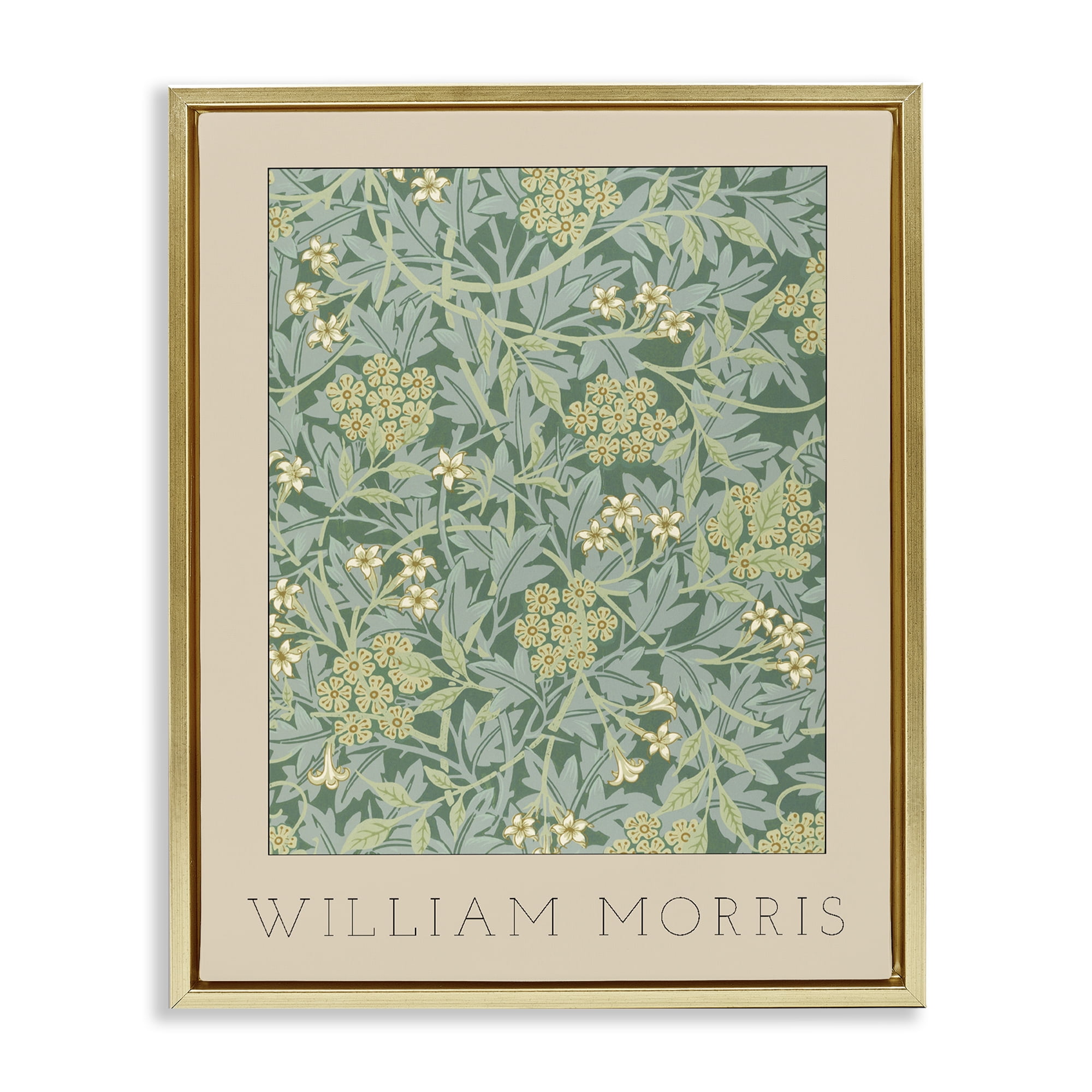Stupell Industries William Morris Green Tones Gold Framed Floater Canvas Wall Art, design by Lil' Rue