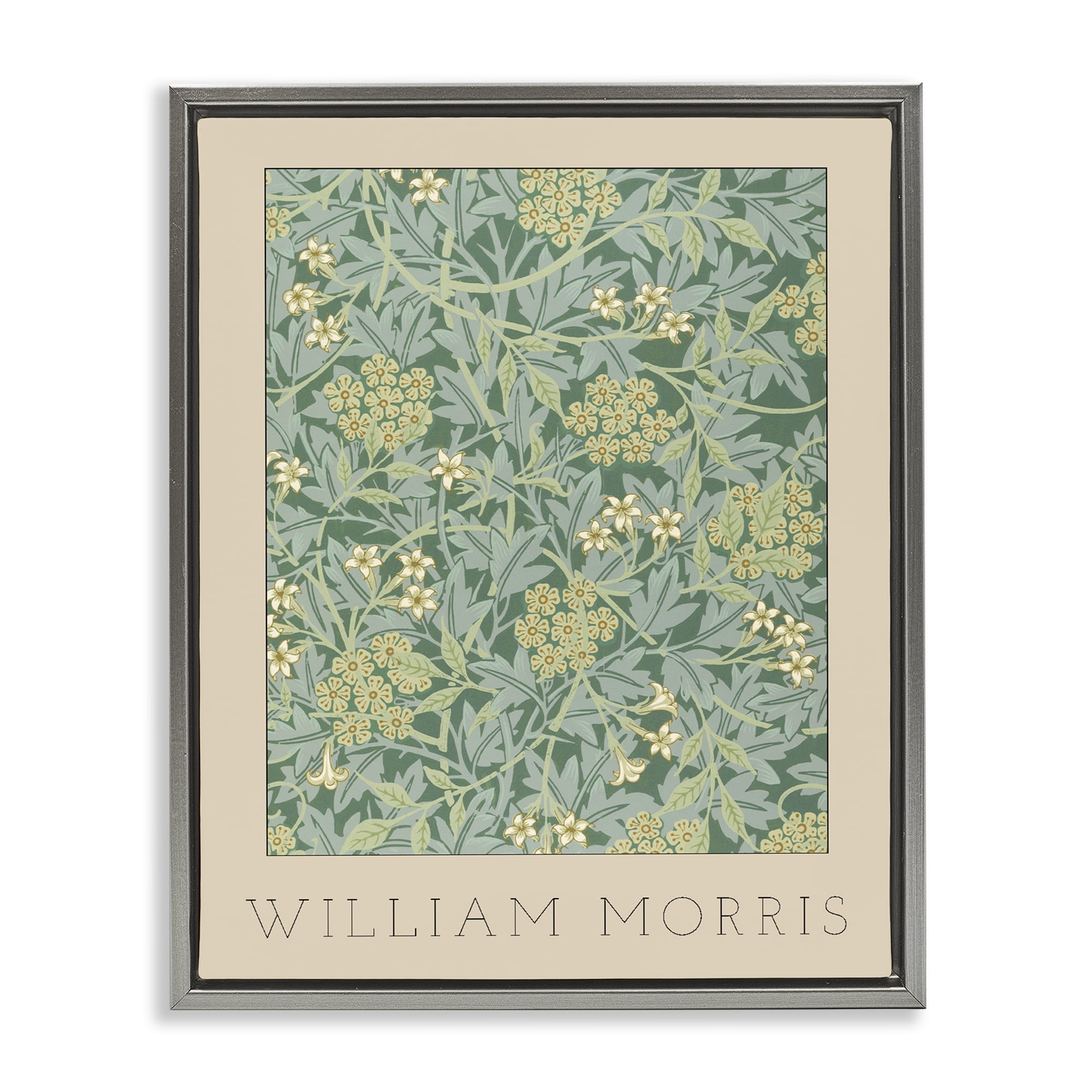 Stupell Industries William Morris Green Tones Gray Framed Floater Canvas Wall Art, design by Lil' Rue
