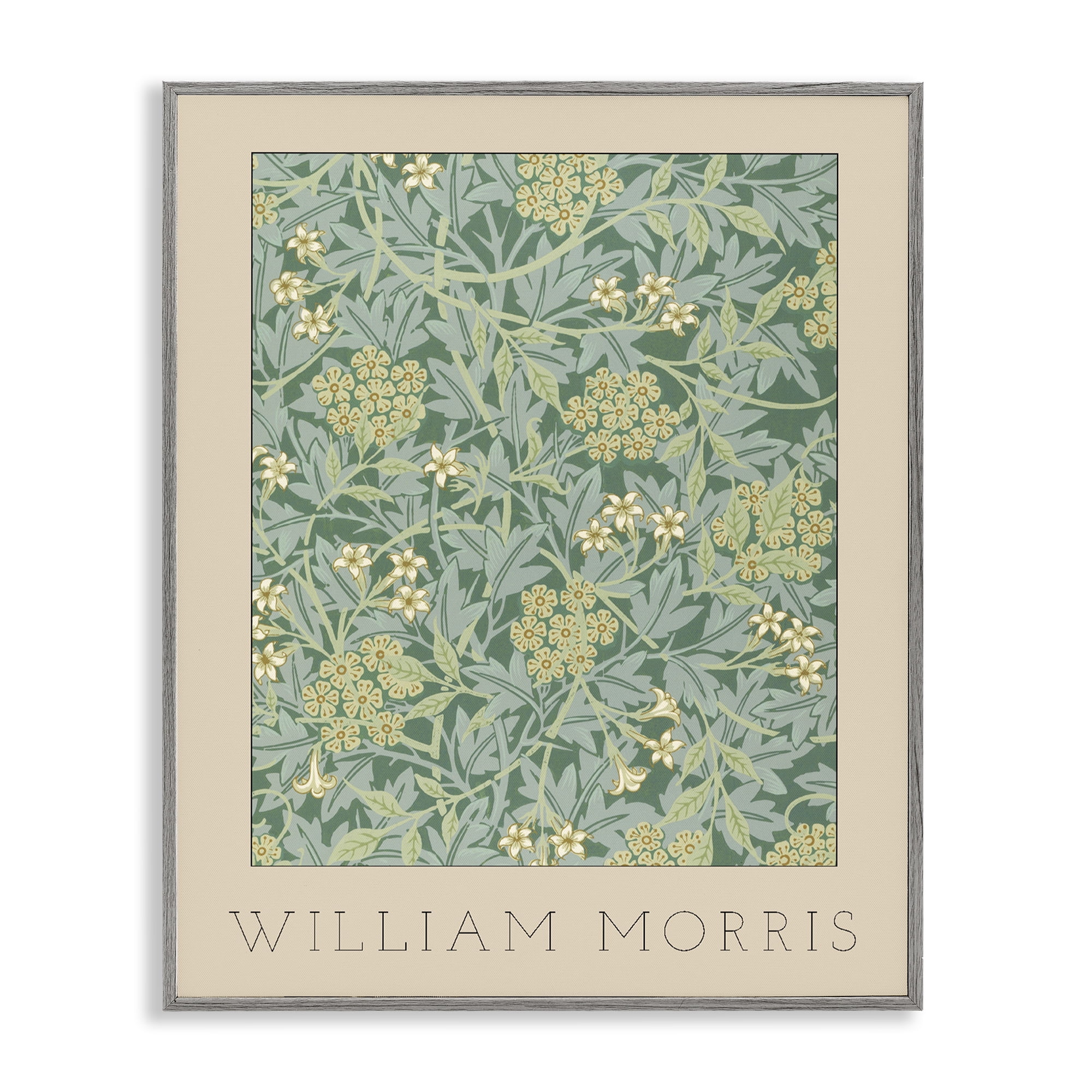 Stupell Industries William Morris Green Tones Gray Framed Giclee Art, design by Lil' Rue