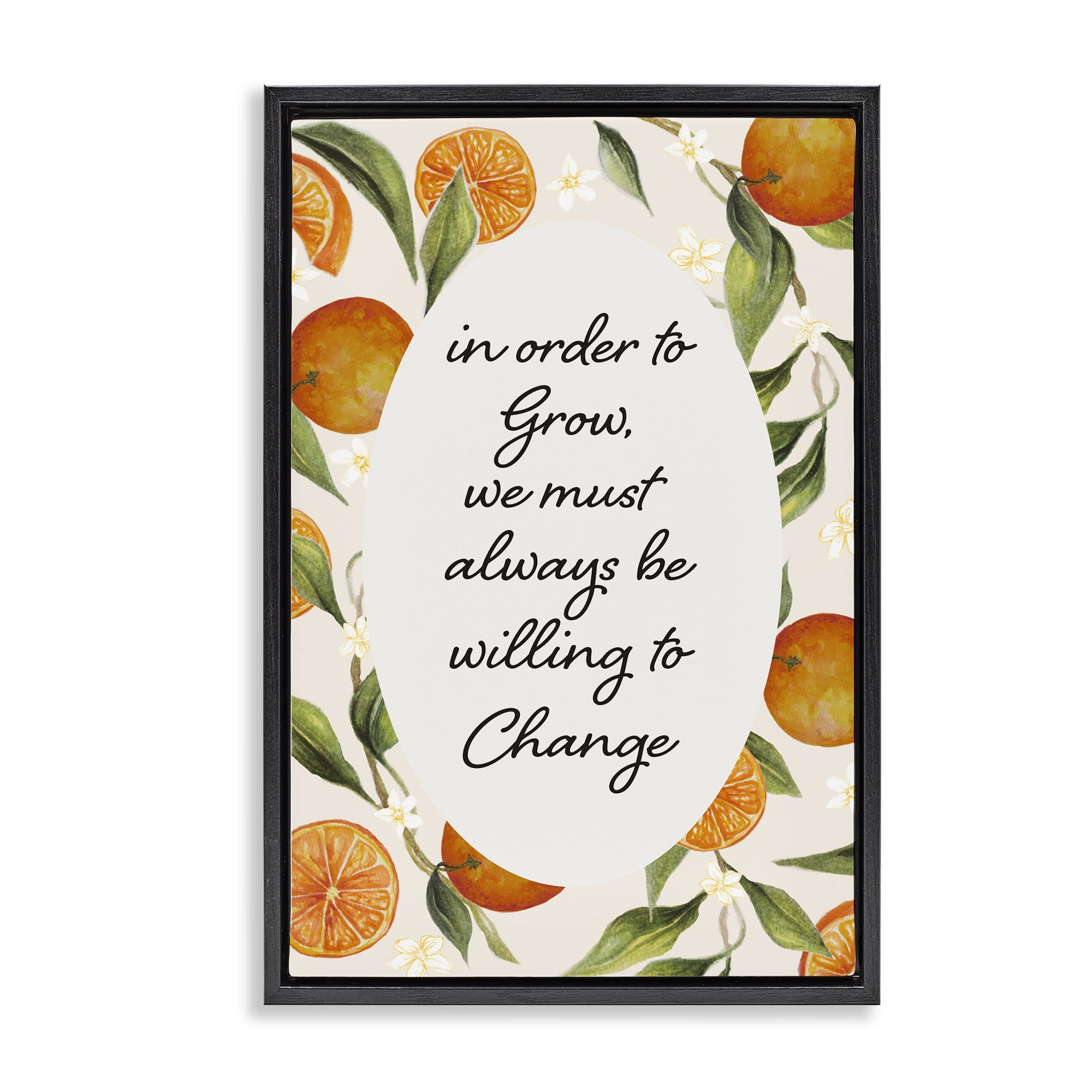 Stupell Industries Willing To Change Quote Black Framed Floater Canvas Wall Art, design by Janice Gaynor