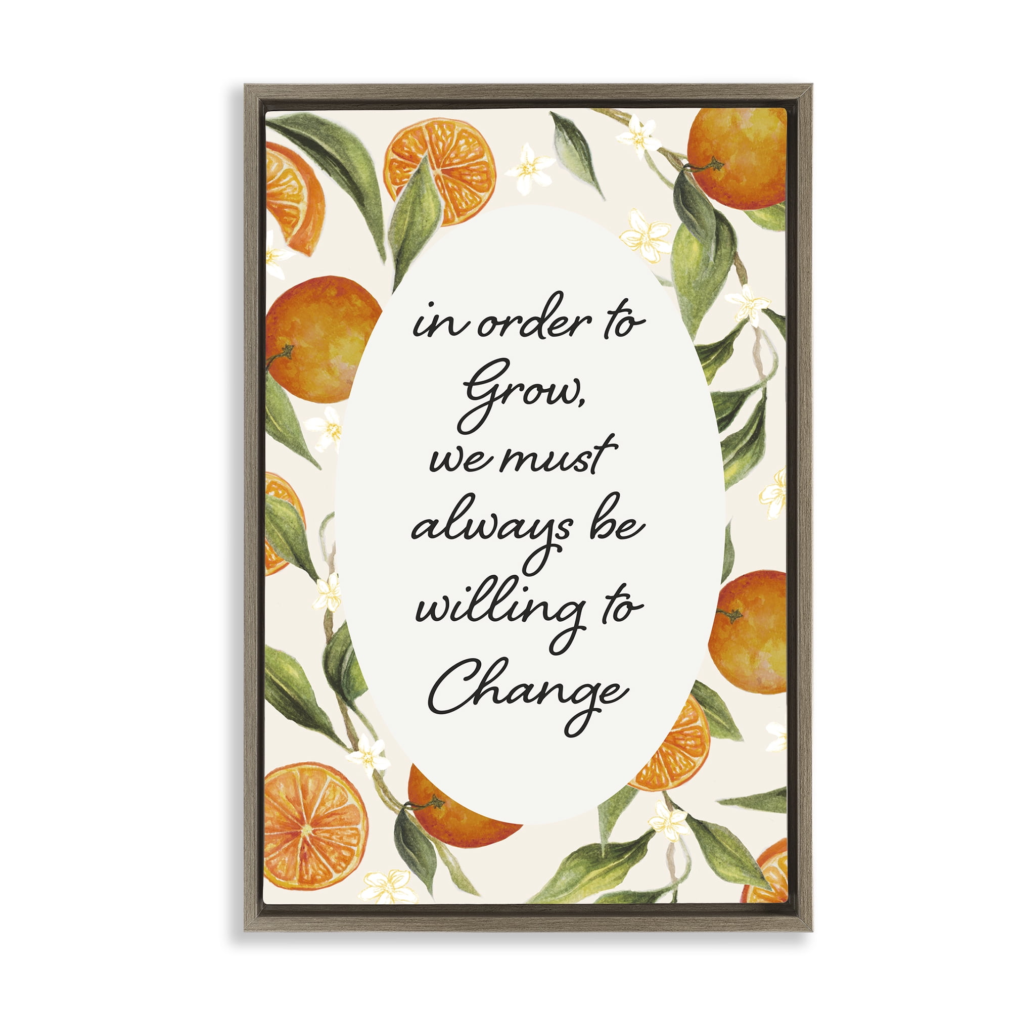 Stupell Industries Willing To Change Quote Brown Framed Floater Canvas Wall Art, design by Janice Gaynor