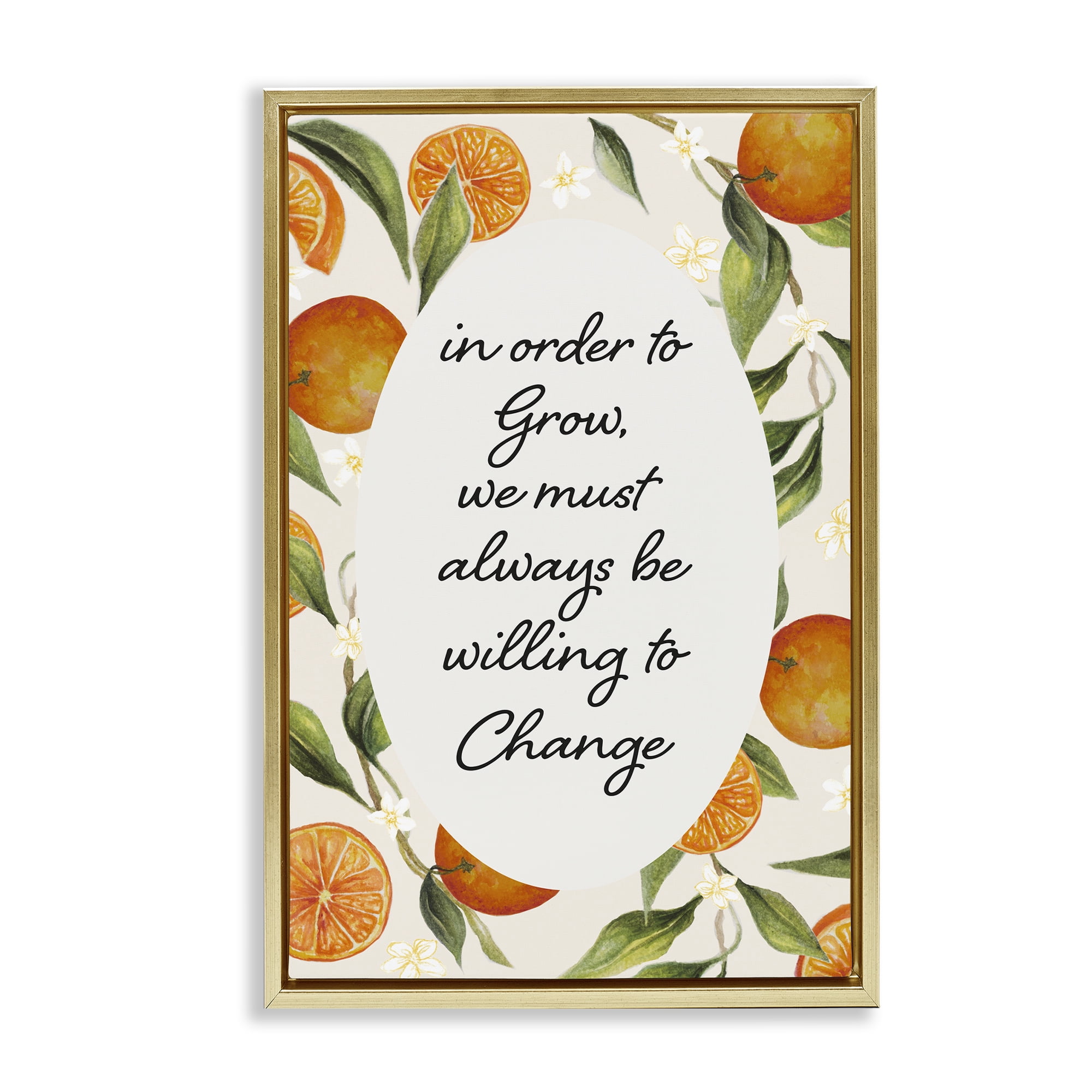 Stupell Industries Willing To Change Quote Gold Framed Floater Canvas Wall Art, design by Janice Gaynor