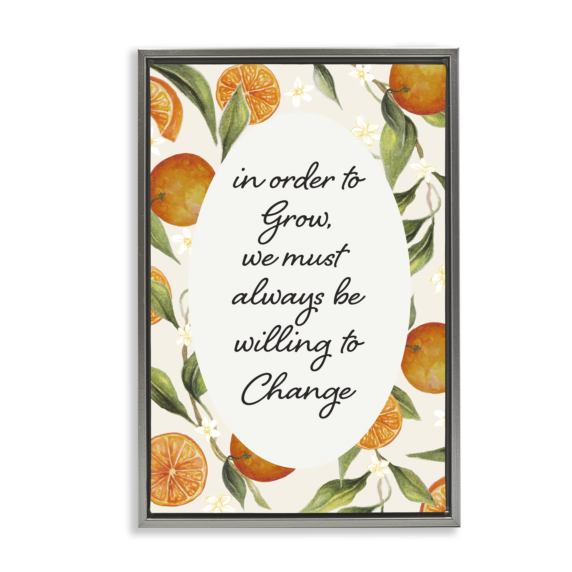 Stupell Industries Willing To Change Quote Gray Framed Floater Canvas Wall Art, design by Janice Gaynor