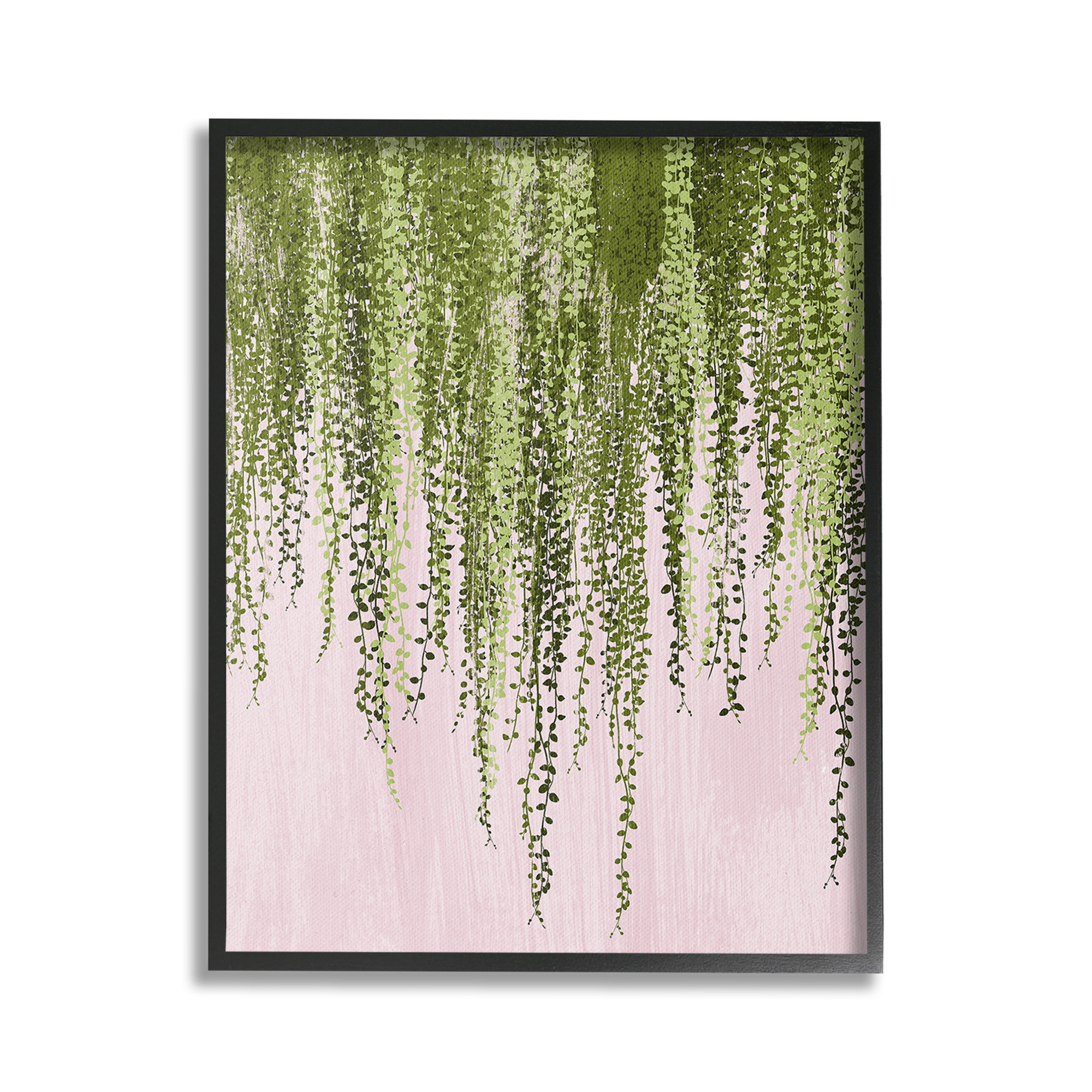 Stupell Industries Willow Leaves on Pink Botanical & Floral Painting Black Framed Art Print Wall Art, 24 x 30