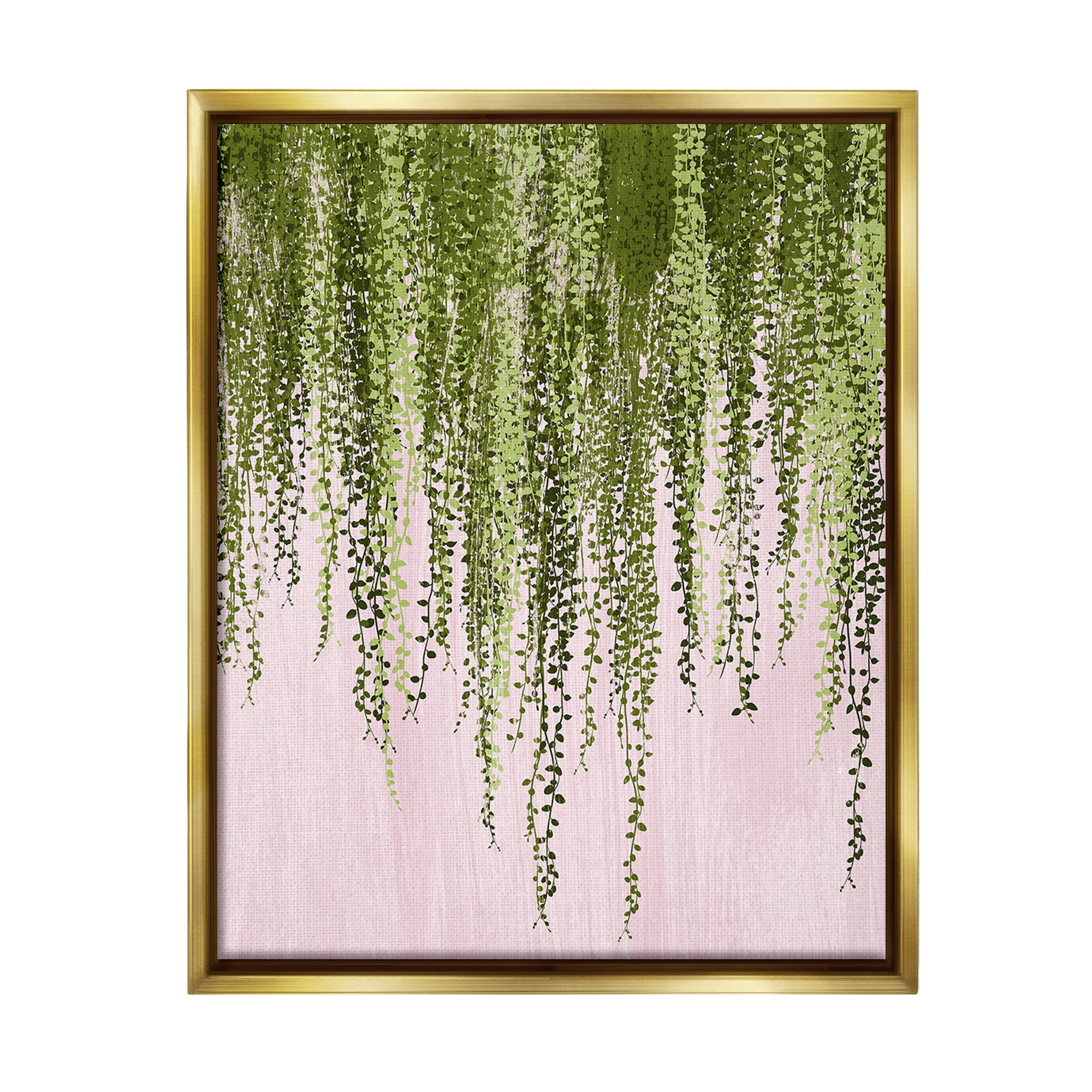 Stupell Industries Willow Leaves on Pink Botanical & Floral Painting Gold Floater Framed Canvas Art Print Wall Art, 25 x 31