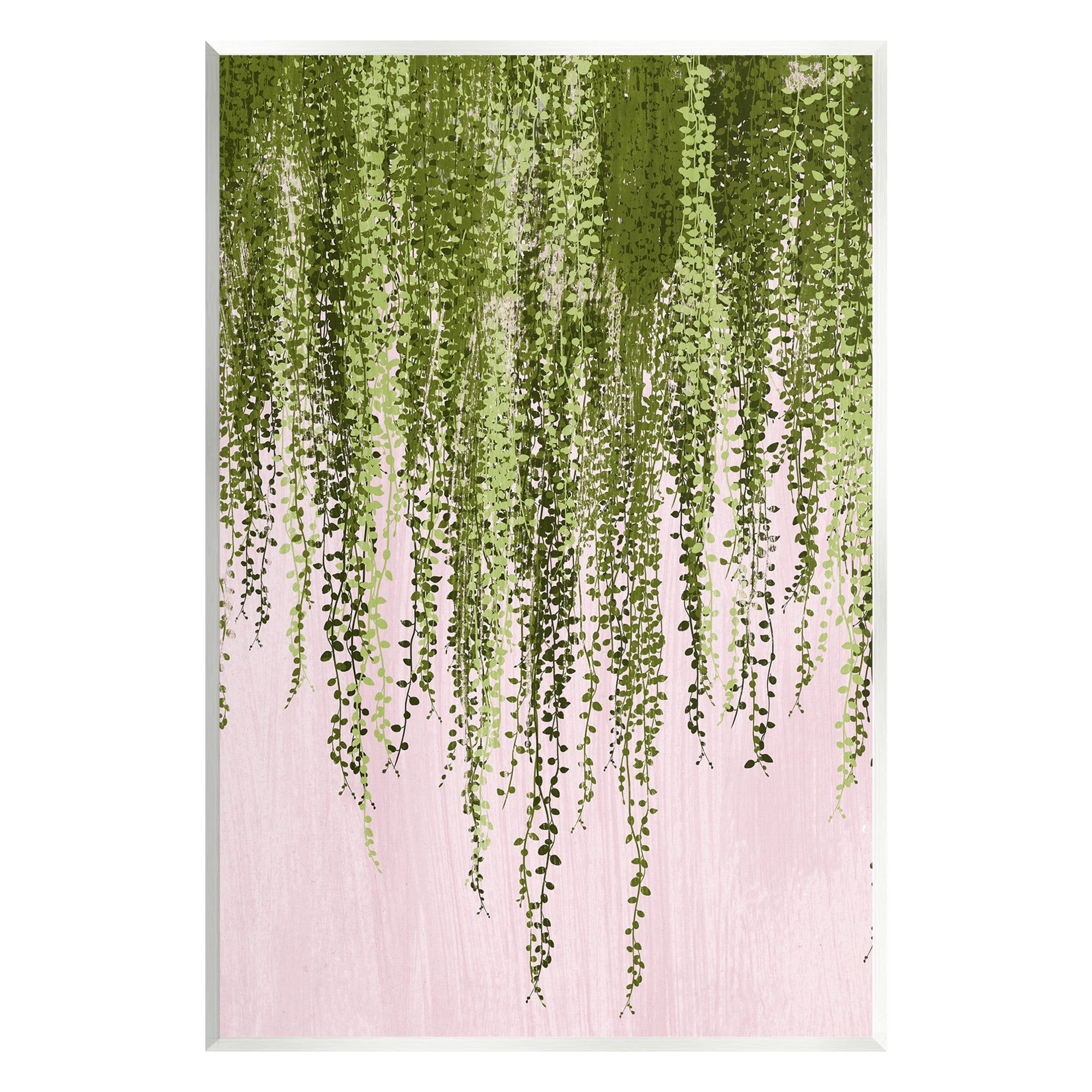 Stupell Industries Willow Leaves on Pink Botanical & Floral Painting Unframed Art Print Wall Art, 13 x 19