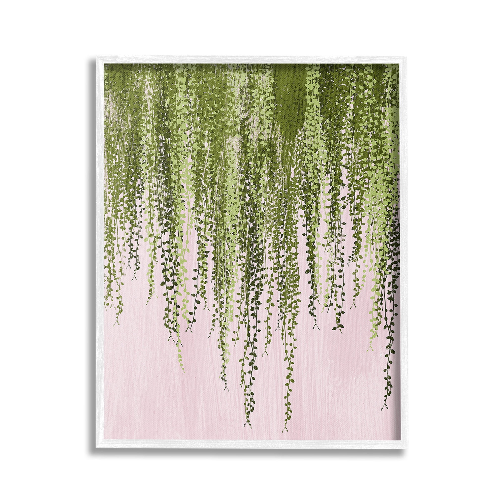 Stupell Industries Willow Leaves on Pink Botanical & Floral Painting White Framed Art Print Wall Art, 16 x 20