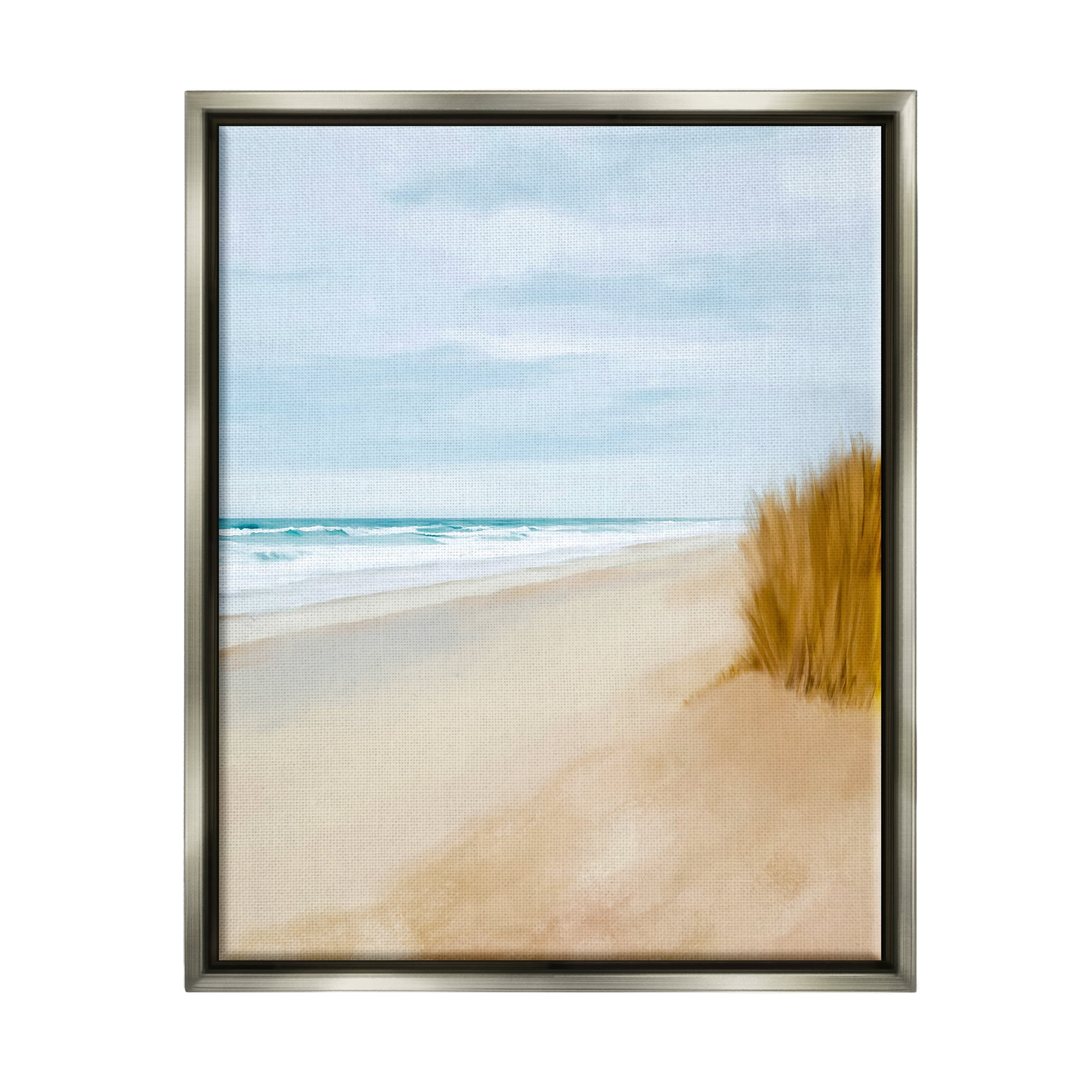 Stupell Industries Wilmington Sand Dunes Nature Painting Gray Floater Framed Art Print Wall Art, 17 x 21